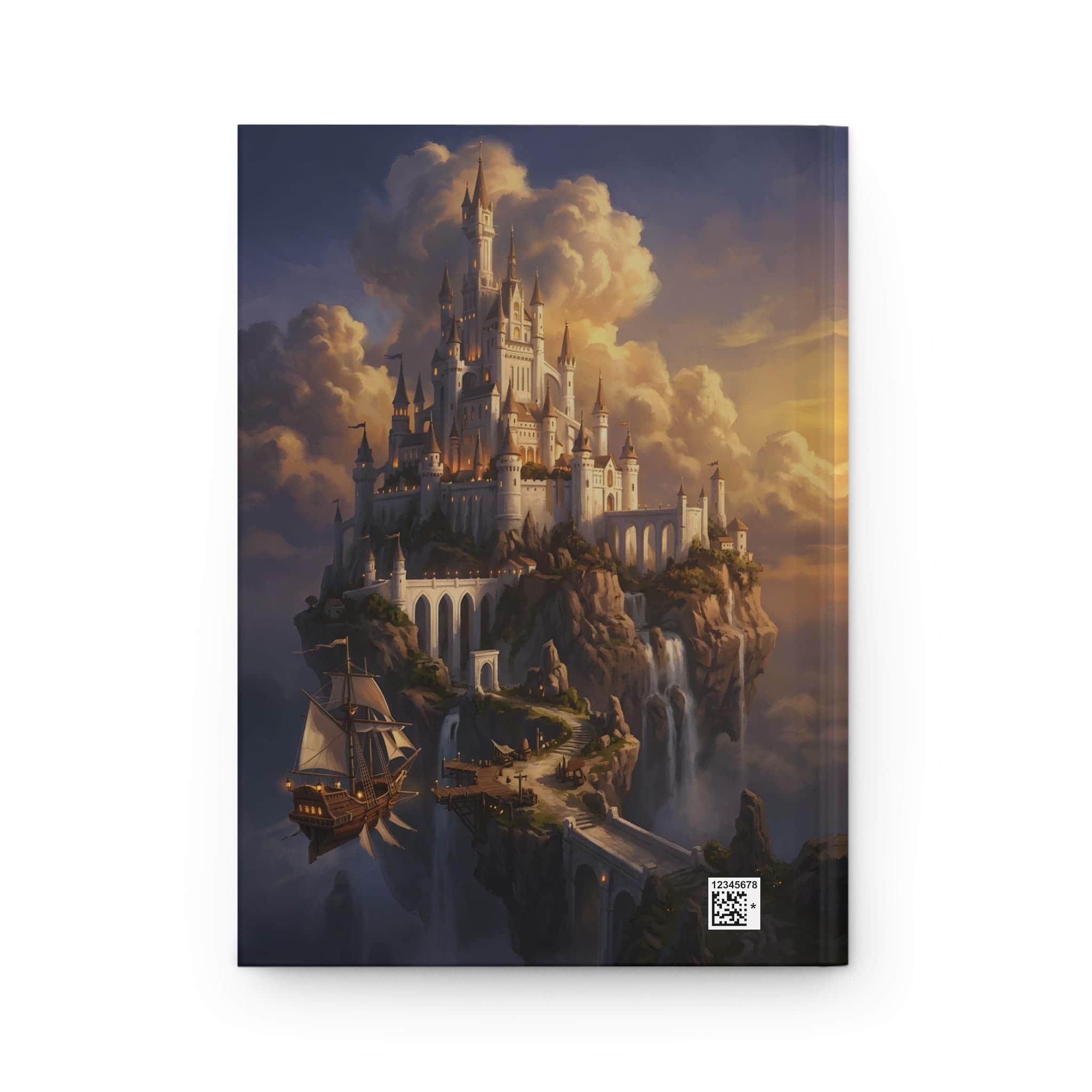 Photo 8 of 11: Hardcover fantasy campaign journal wrapped in an epic floating sky-citadel painting, back view