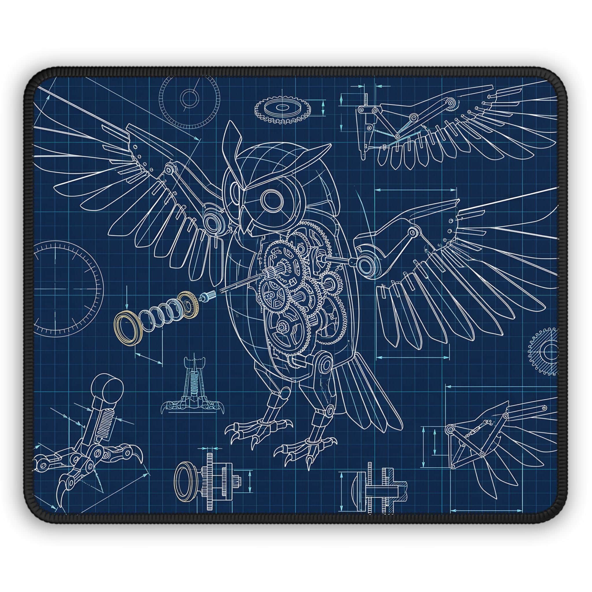 Photo 4 of 5: Transforms any gaming desk into an arcane engineer's workbench with an authentic technical blueprint of a clockwork mechanical familiar, printed on a mouse pad, front view