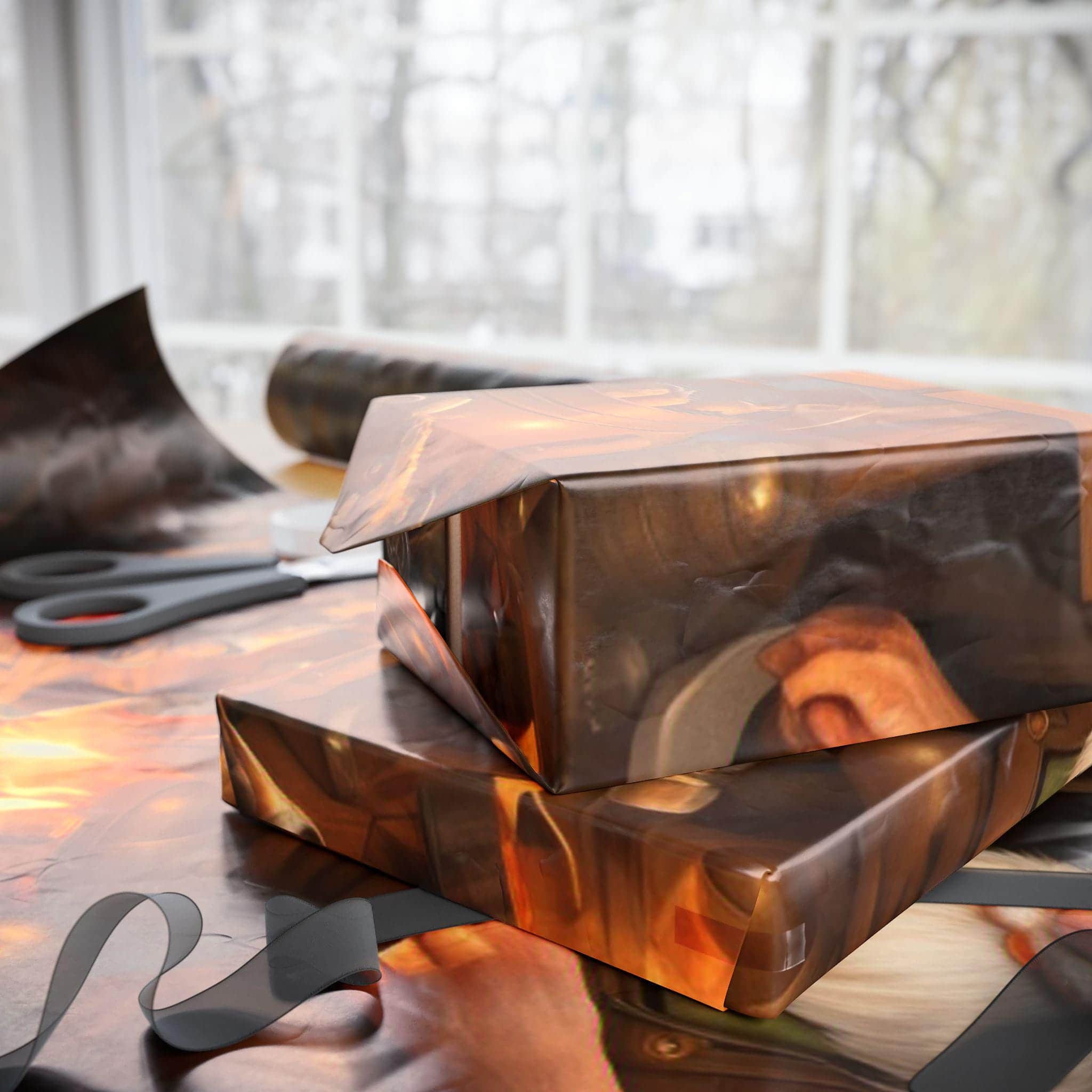 Photo 4 of 8: A wrapping paper design featuring a whimsical gnome workshop from the tabletop roleplaying universe