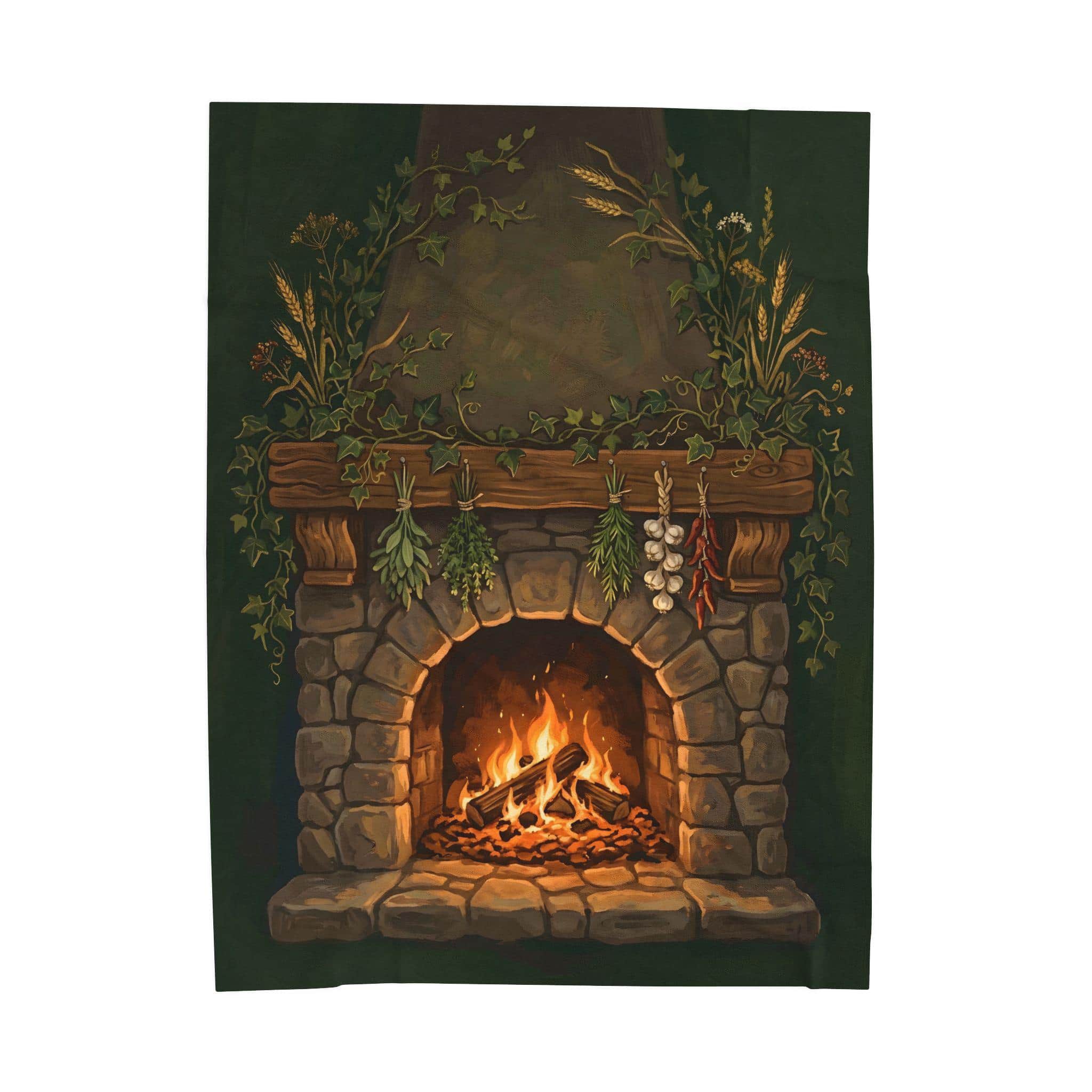 Photo 4 of 6: An ultra-soft fleece throw blanket illustrated as a warm halfling tavern hearth, front view