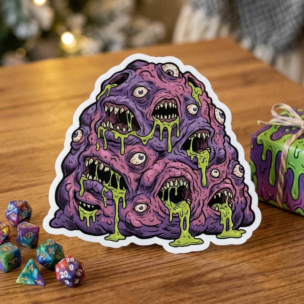 Photo 2 of 12: A grotesque aberrant monster sticker engineered for Dungeon Masters and eldritch horror enthusiasts personalizing laptops and hydro flasks, shown as a gift