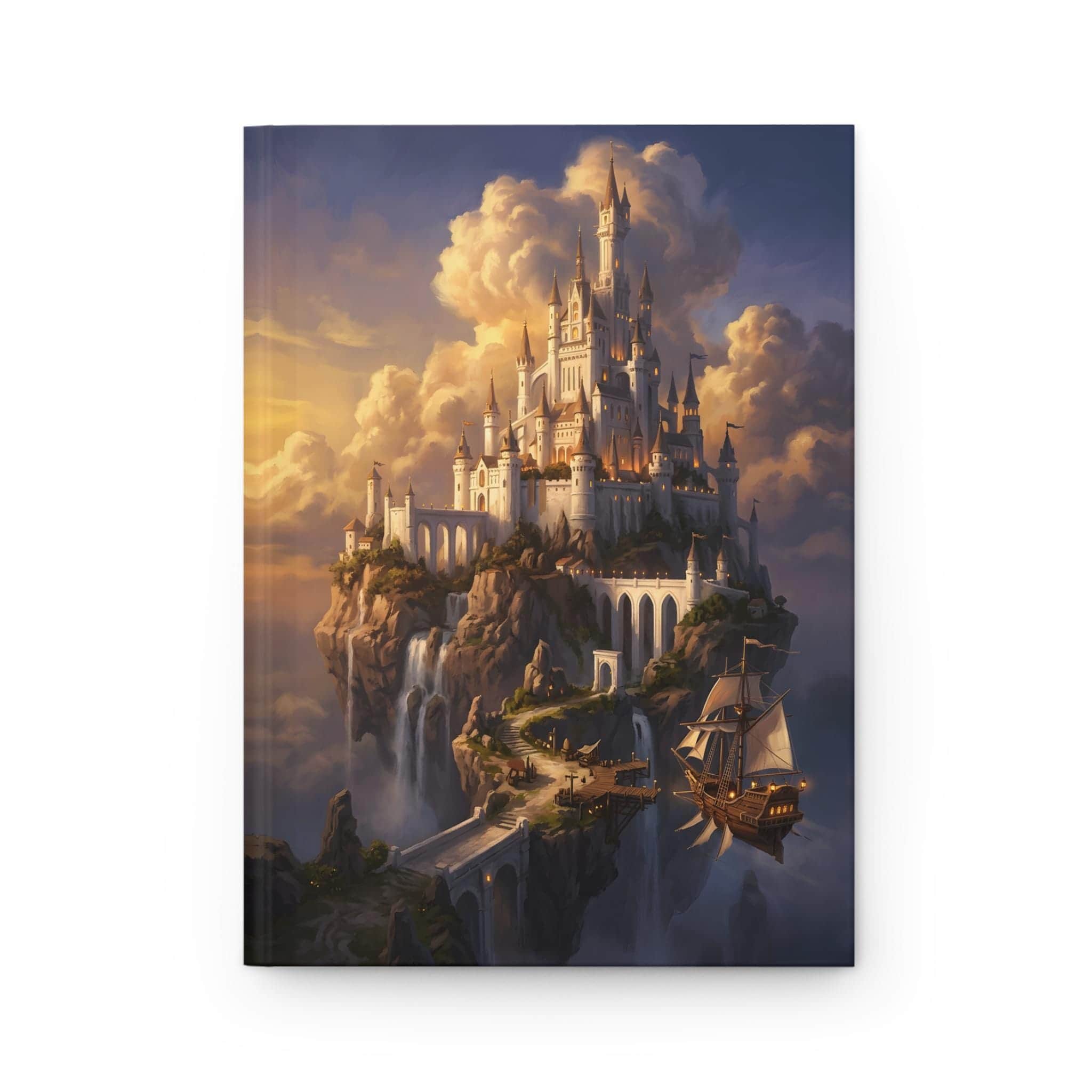 Photo 7 of 11: Hardcover fantasy campaign journal wrapped in an epic floating sky-citadel painting, front view