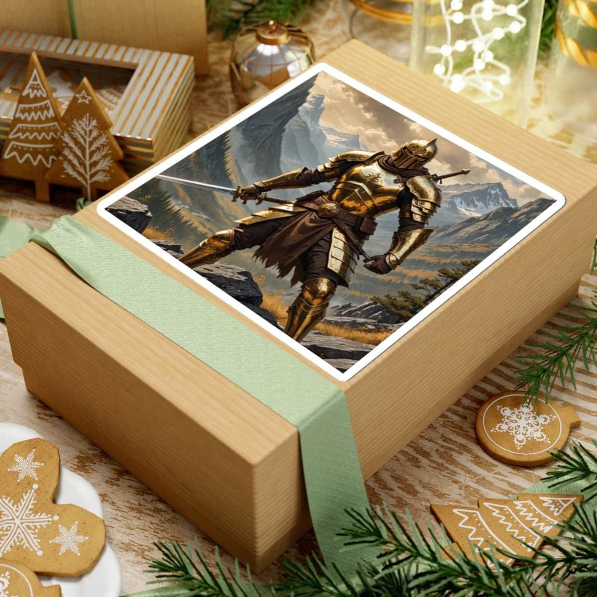 Photo 4 of 4: Sticky cover for combat journals, featuring a detailed warrior wielding a sword, printed on a sticker