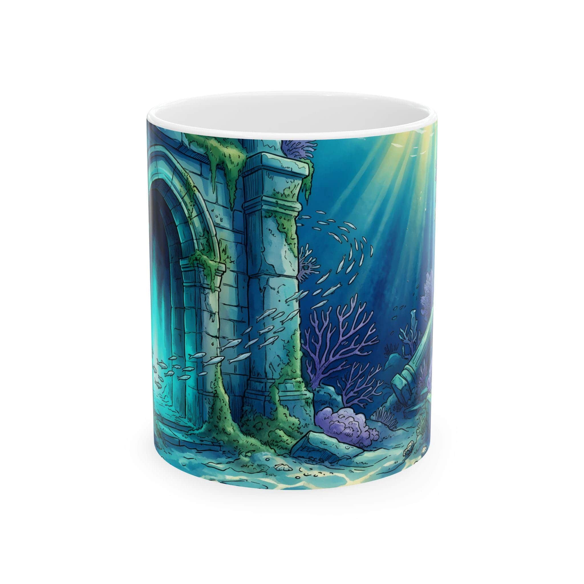 Photo 2 of 3: An atmospheric ceramic coffee mug featuring an immersive submerged fantasy ruin