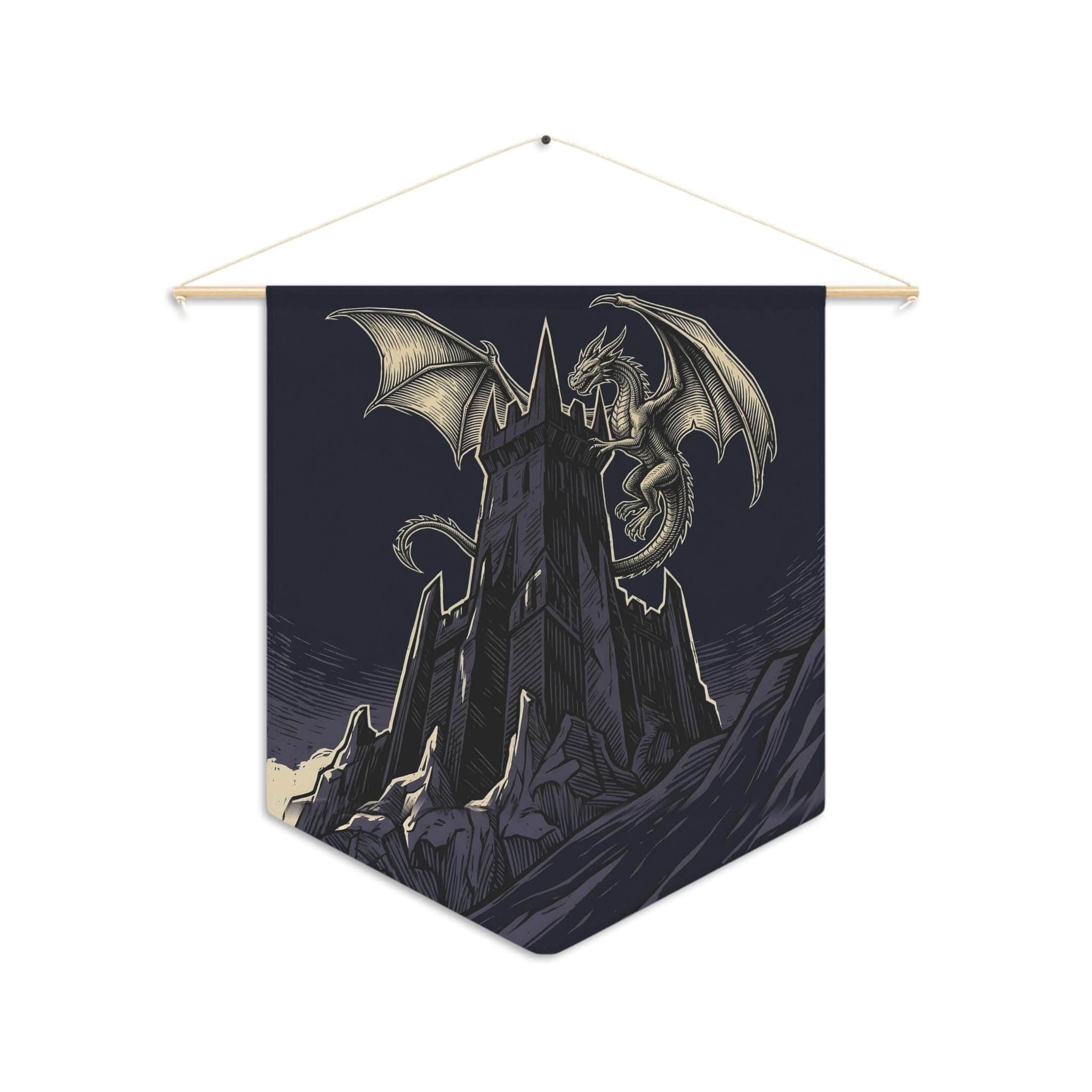 Photo 6 of 7: Triangular gothic wall banner featuring a towering obsidian fortress framed by celestial heraldry, front view