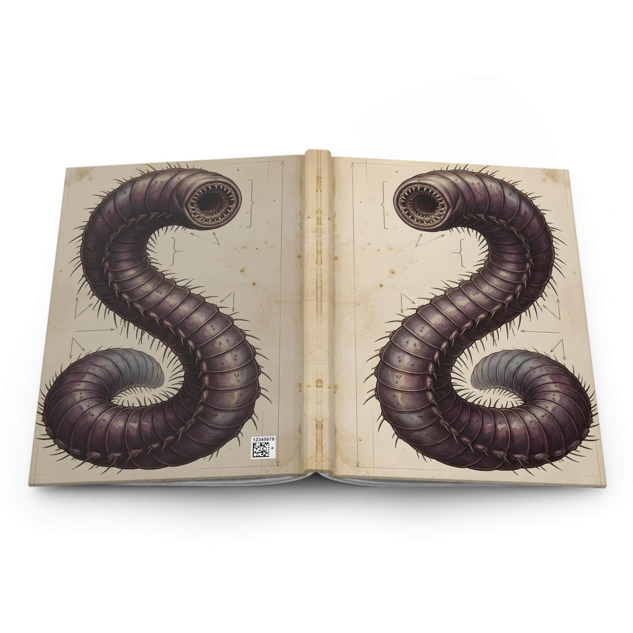 Photo 5 of 6: An in-world Underdark naturalist journal cover depicting an authentic specimen study of the gargantuan Purple Worm