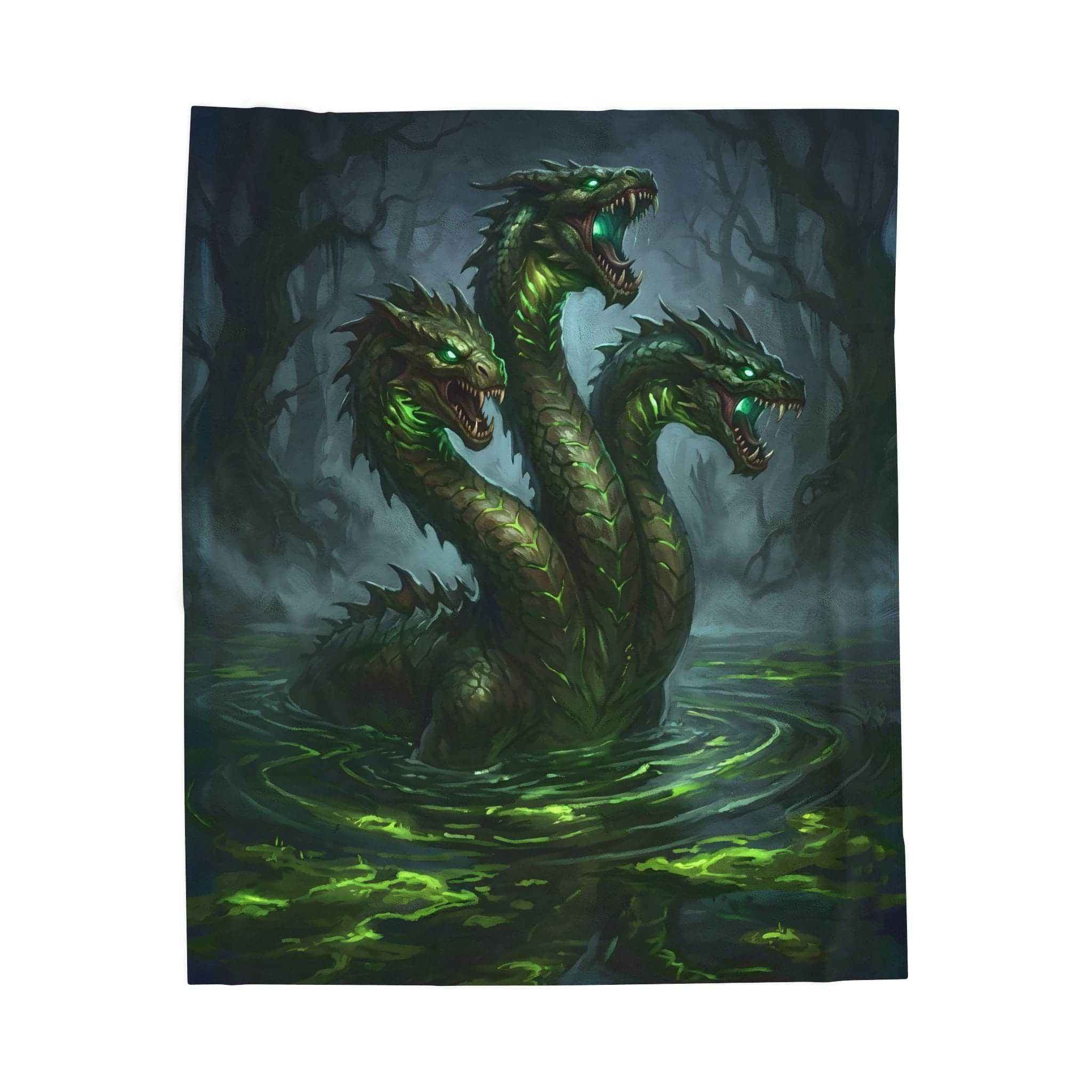 Photo 5 of 6: A plush statement throw showcasing an atmospheric swamp hydra, front view