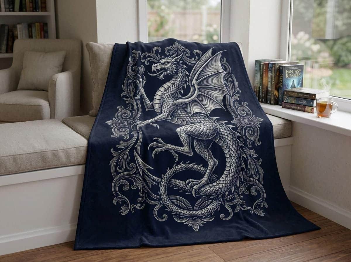 Photo 2 of 8: Transform your reading nook or tabletop session with a plush velveteen throw designed as an authentic medieval faction standard, shown in a reading nook