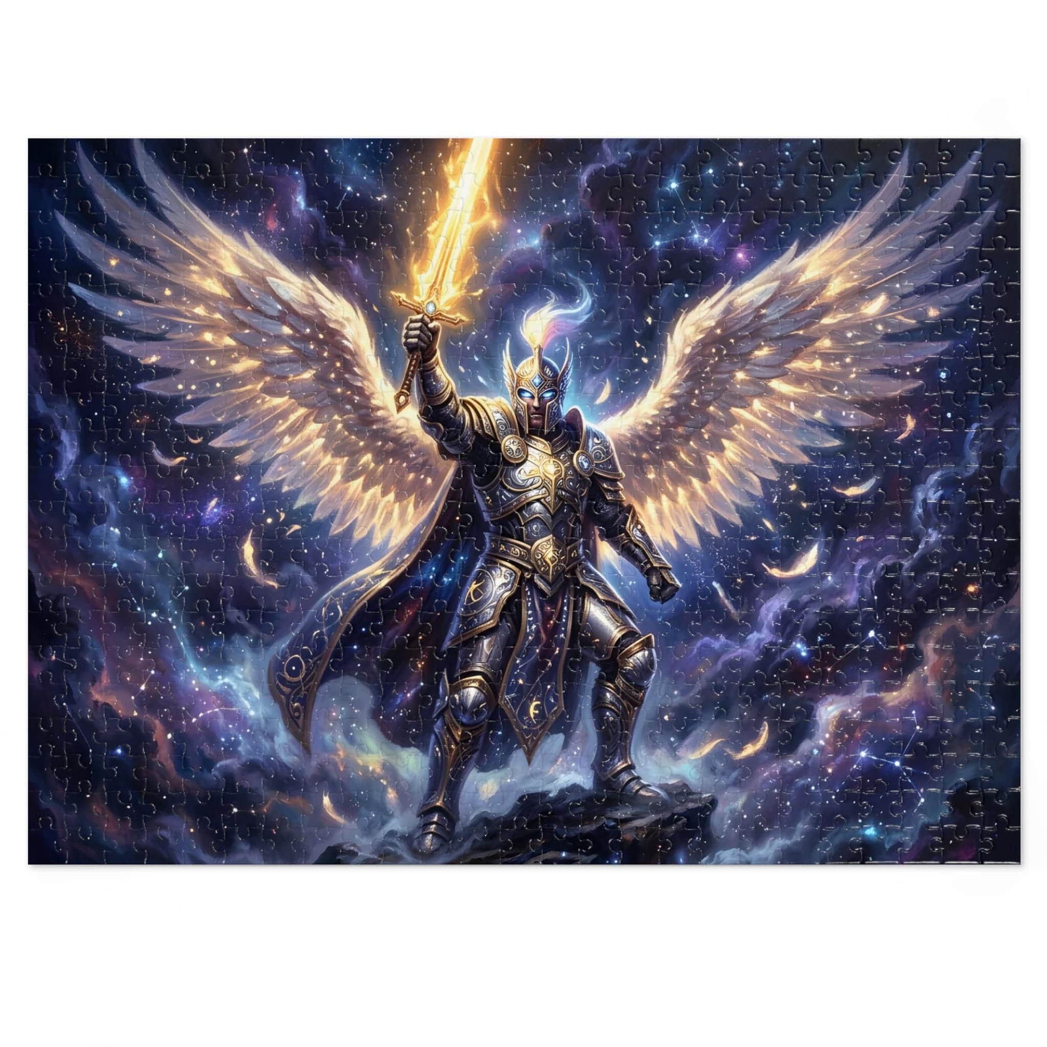 Photo 7 of 18: A luminous, high-contrast fantasy jigsaw puzzle featuring a radiant celestial warrior