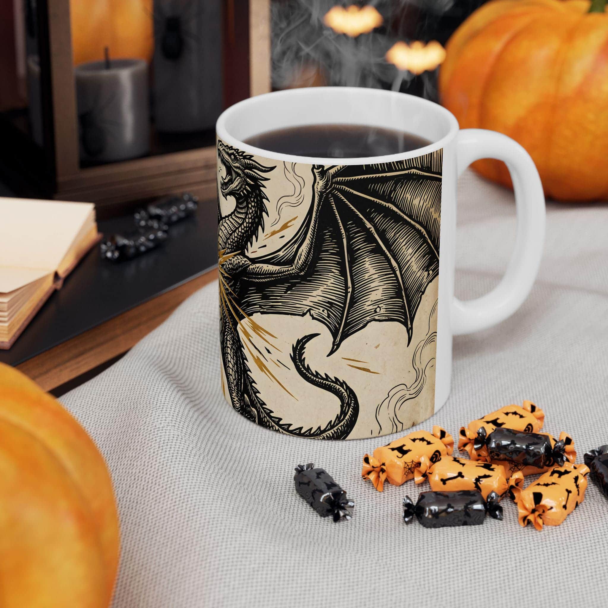 Photo 4 of 8: A dramatic campaign-climax coffee cup capturing the triumphant monster-slaying strike every DM and player lives for, in a room setting