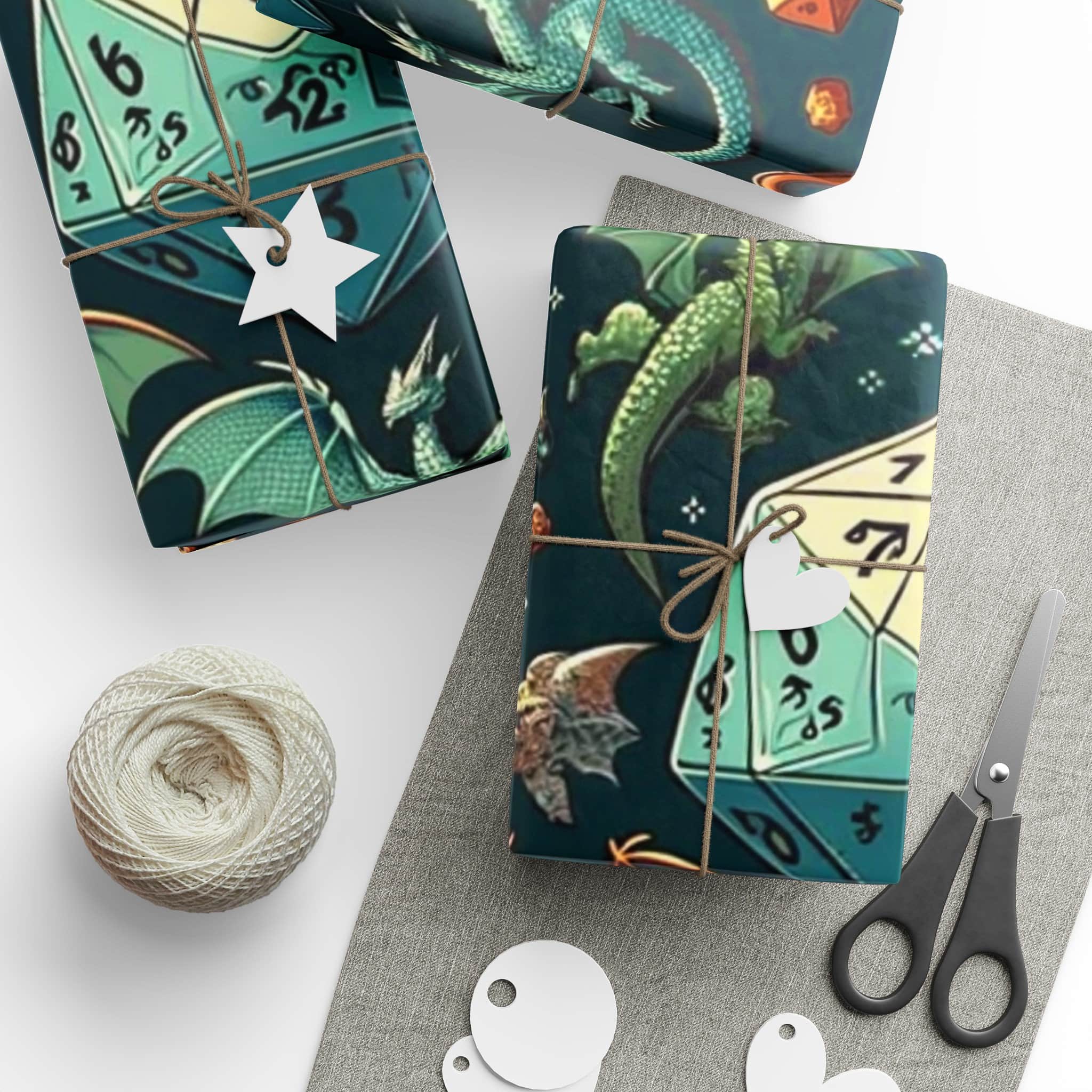 Photo 5 of 10: Festive Dragon and Dice Wrapping Paper wrapping paper, photo 5 of 10