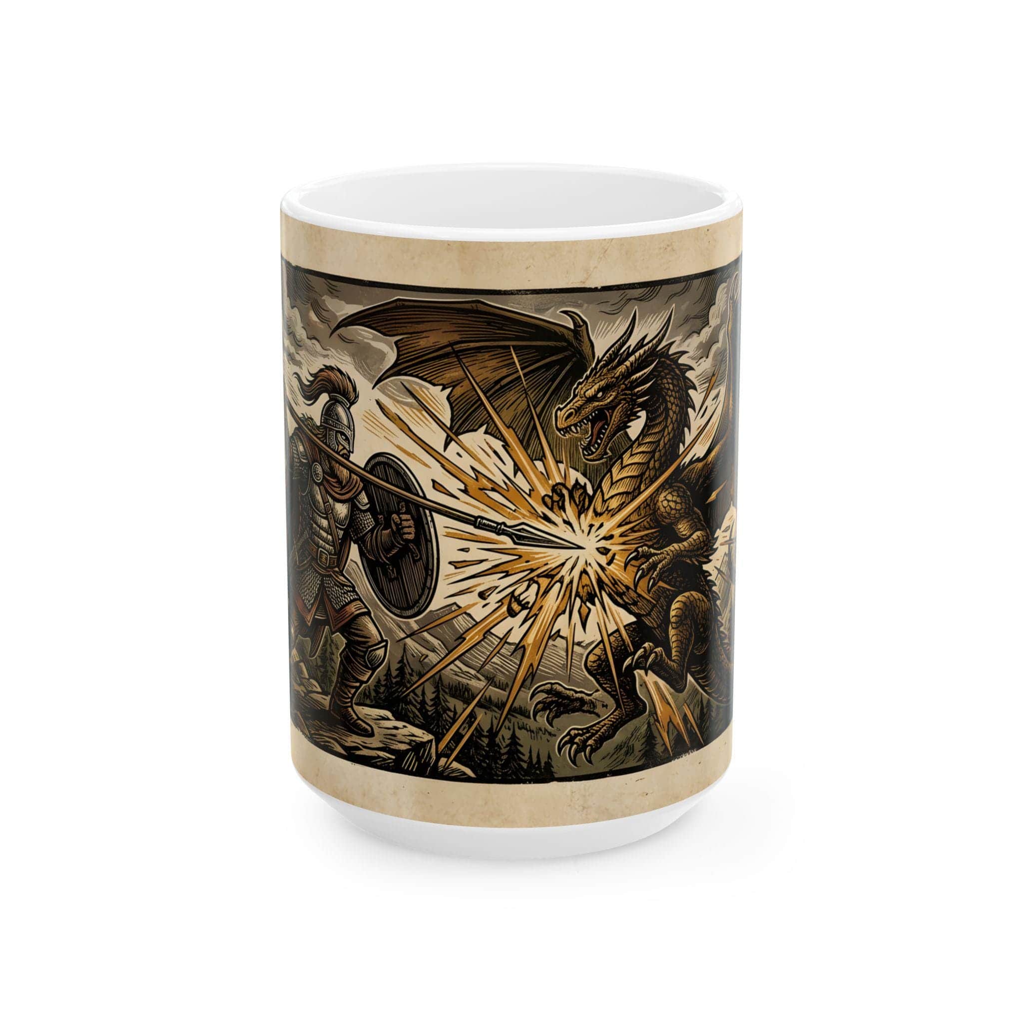 Photo 3 of 5: A dramatic campaign-climax coffee cup capturing the triumphant monster-slaying strike every DM and player lives for, front view