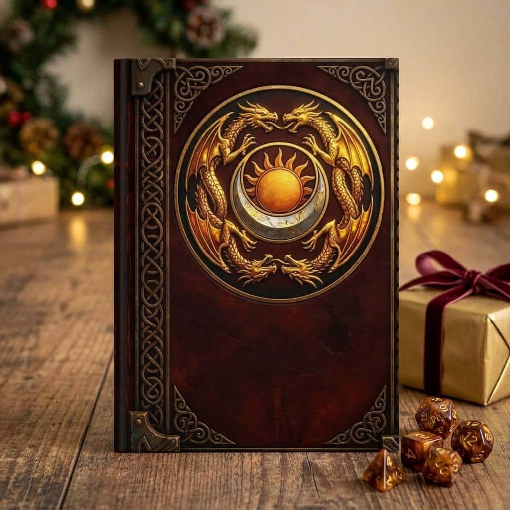 Photo 7 of 12: Hardcover ruled fantasy campaign journal designed as an ancient pact tome, shown as a gift