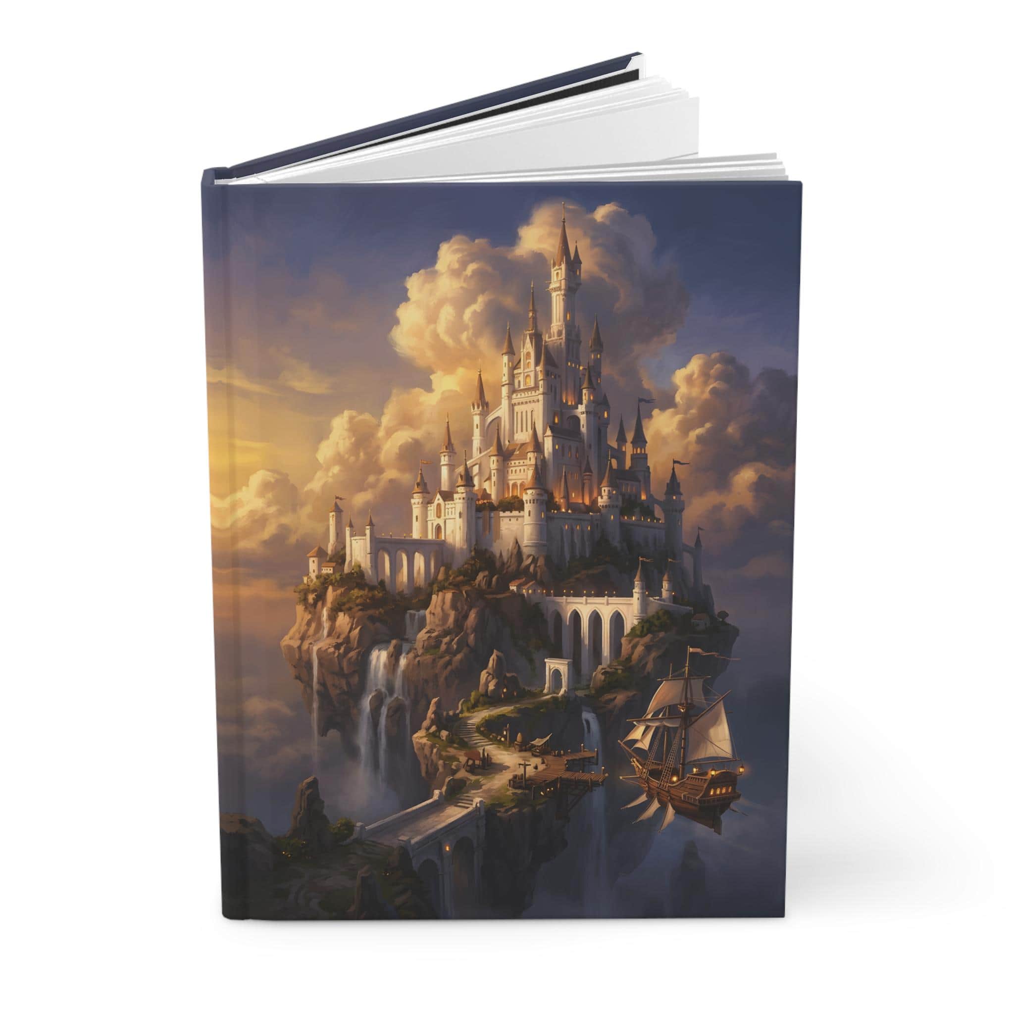 Photo 9 of 11: Hardcover fantasy campaign journal wrapped in an epic floating sky-citadel painting, opened