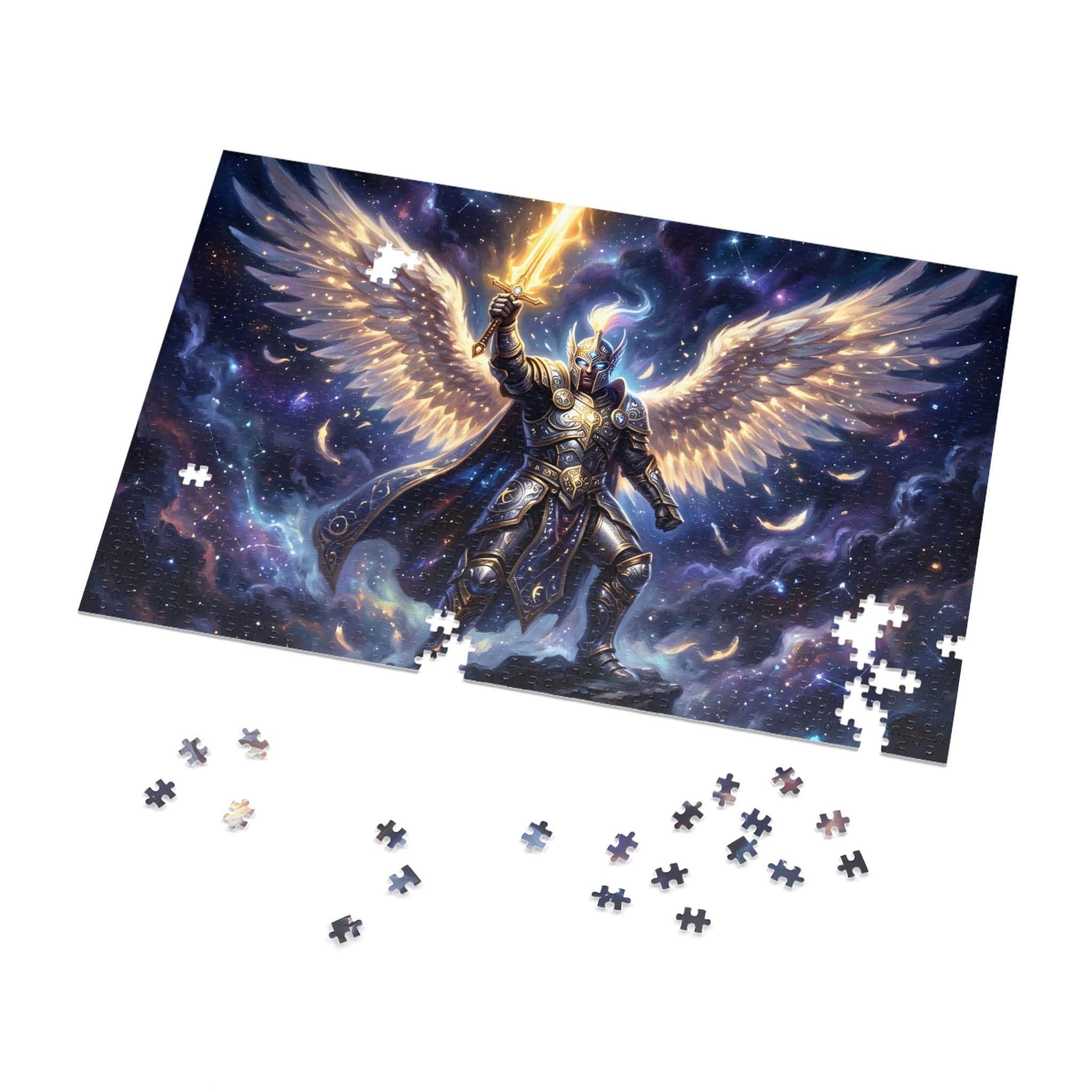 Photo 5 of 18: A luminous, high-contrast fantasy jigsaw puzzle featuring a radiant celestial warrior