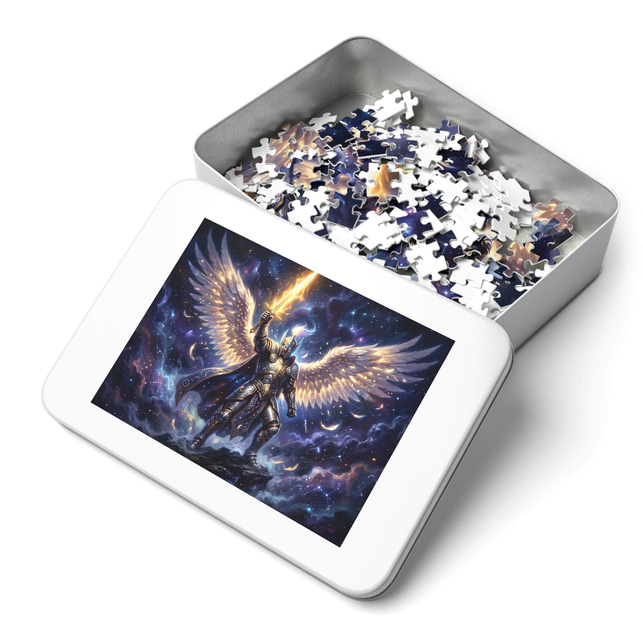 Photo 3 of 18: A luminous, high-contrast fantasy jigsaw puzzle featuring a radiant celestial warrior