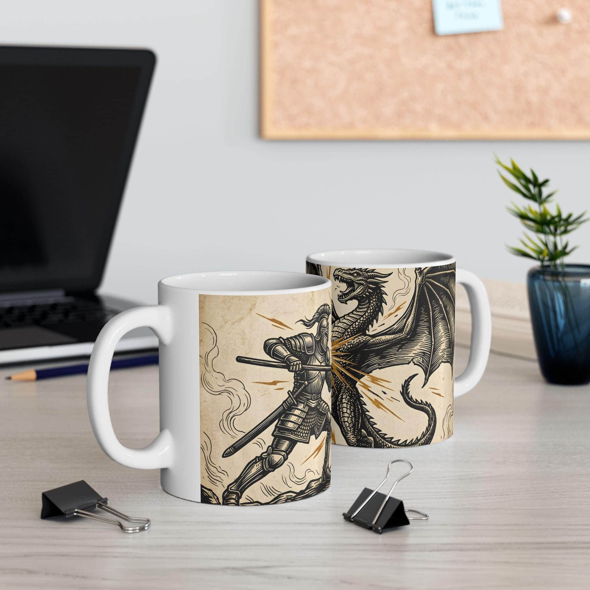 Photo 6 of 8: A dramatic campaign-climax coffee cup capturing the triumphant monster-slaying strike every DM and player lives for, in a room setting