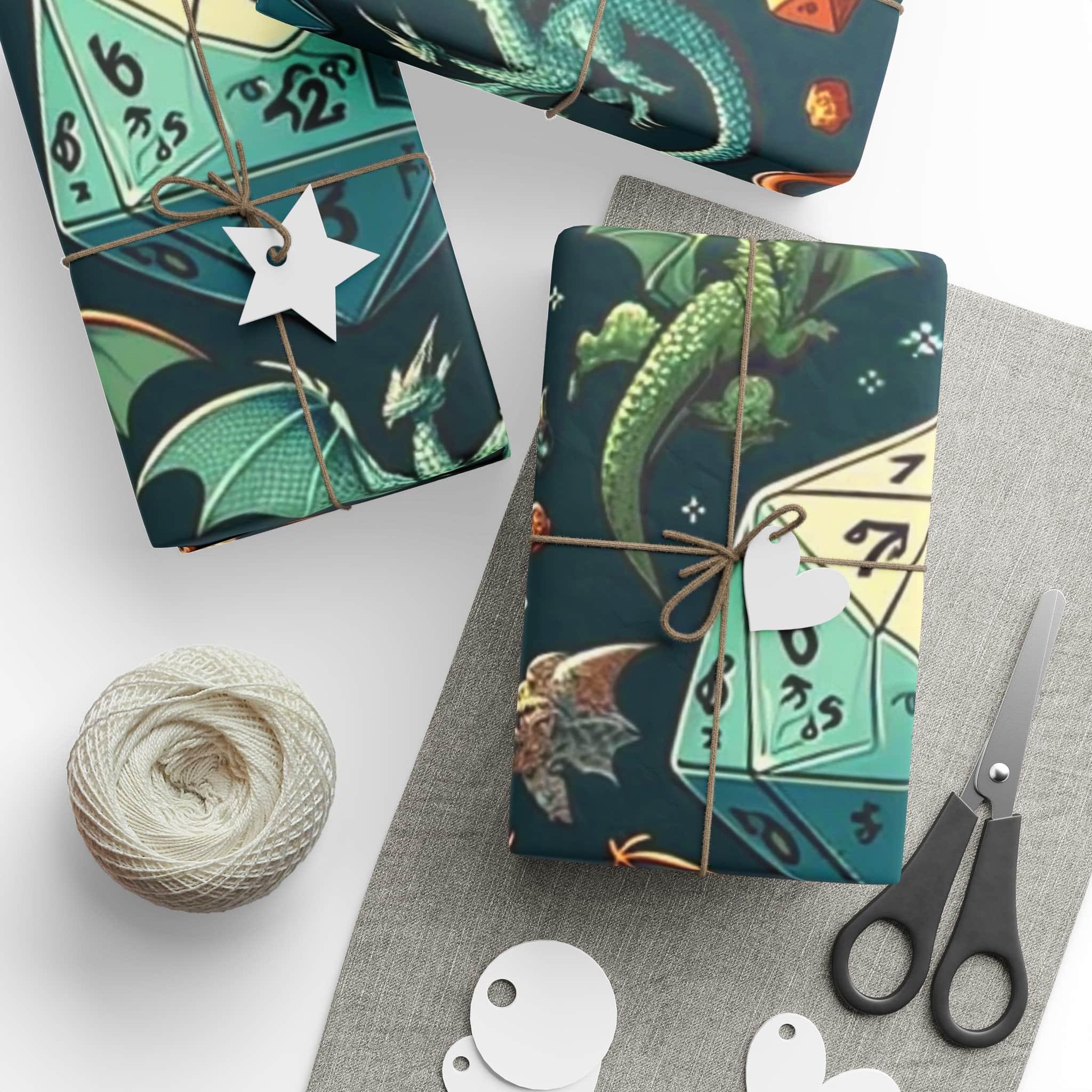 Photo 10 of 10: Festive Dragon and Dice Wrapping Paper wrapping paper, photo 10 of 10