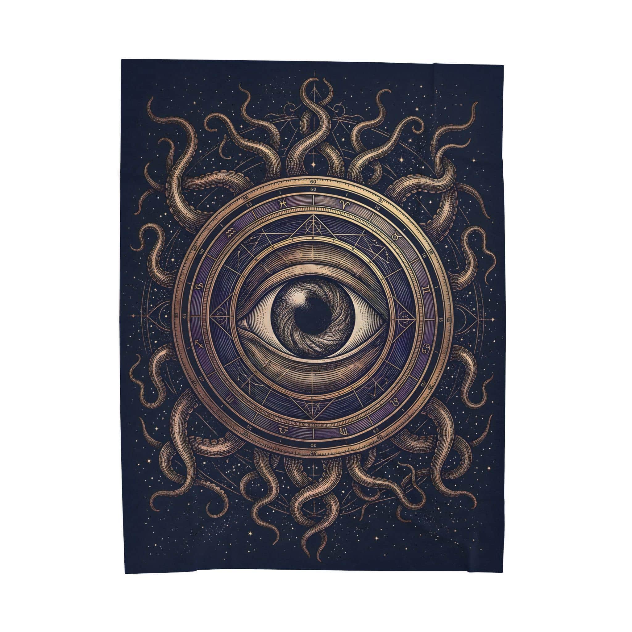 Photo 9 of 10: An atmospheric, oversized gaming throw blanket featuring an intricate cosmic horror warlock patron seal that upgrades game rooms and fall campaign nights, front view