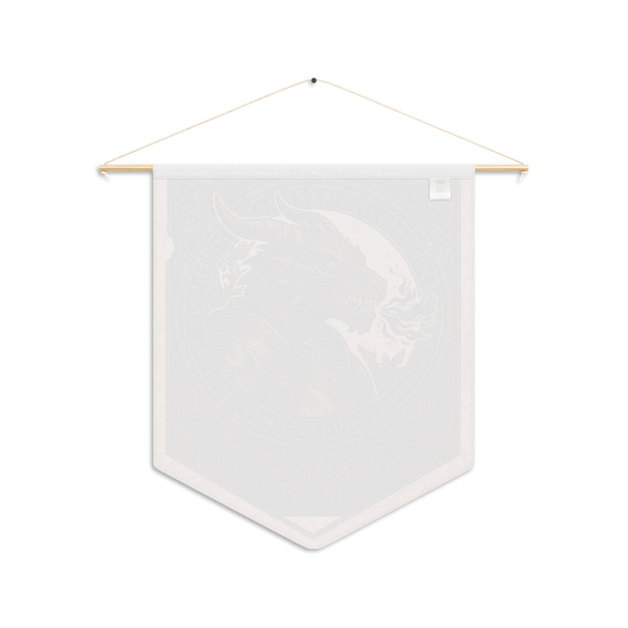 Photo 11 of 11: Vintage heraldic dragonborn warrior pennant flag designed to elevate RPG campaign corners and gaming battle stations with authentic medieval heraldry, back view