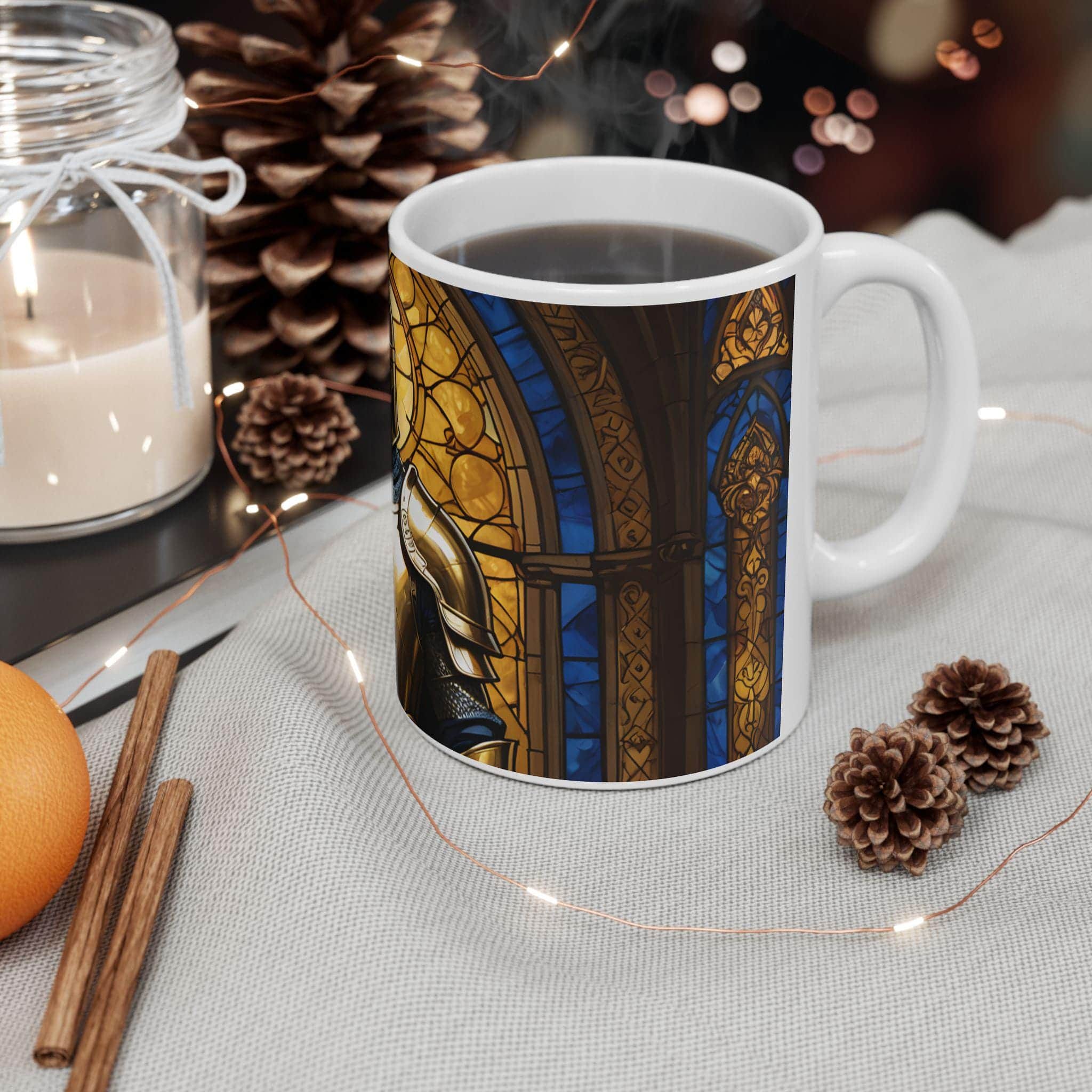 Photo 4 of 6: A beautifully illustrated mug that embodies the code of a paladin, in a room setting