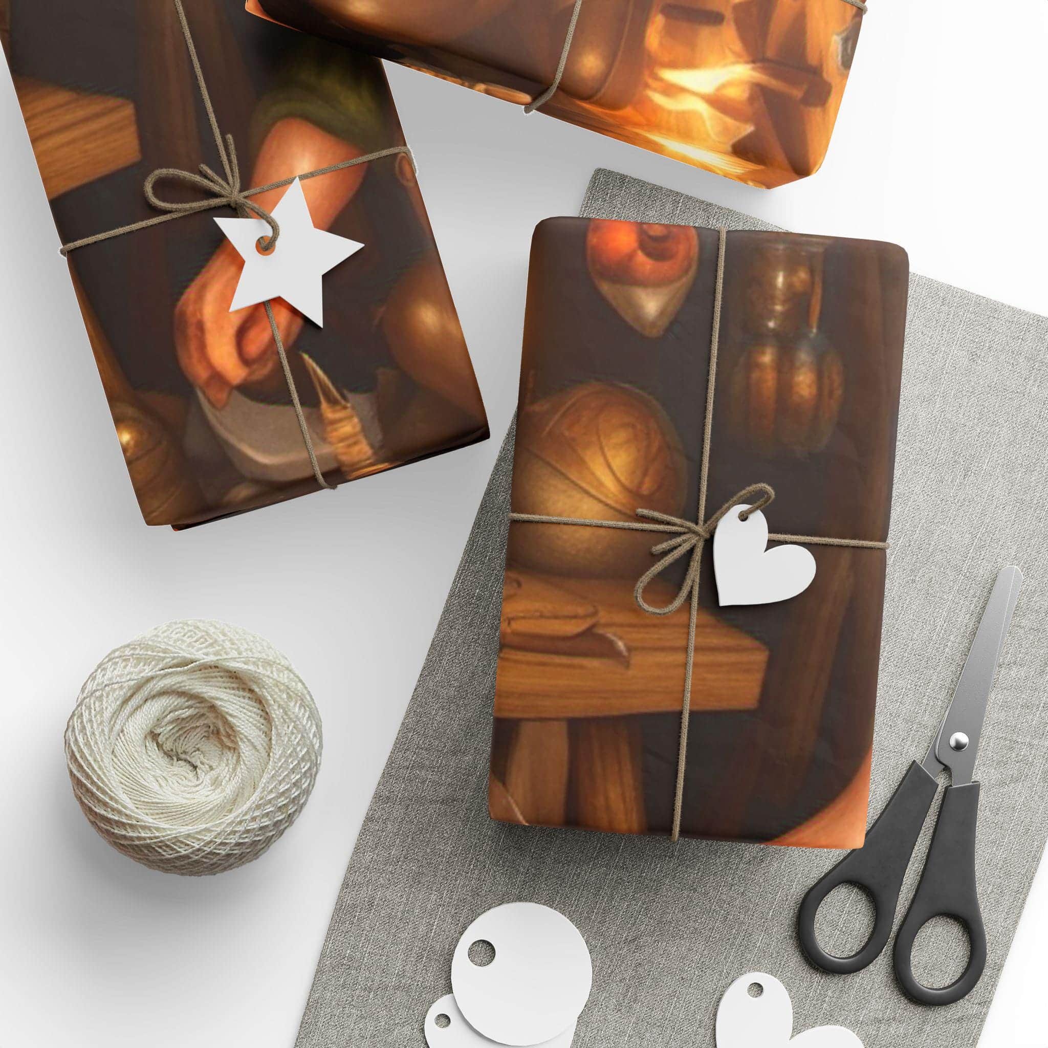 Photo 5 of 8: A wrapping paper design featuring a whimsical gnome workshop from the tabletop roleplaying universe