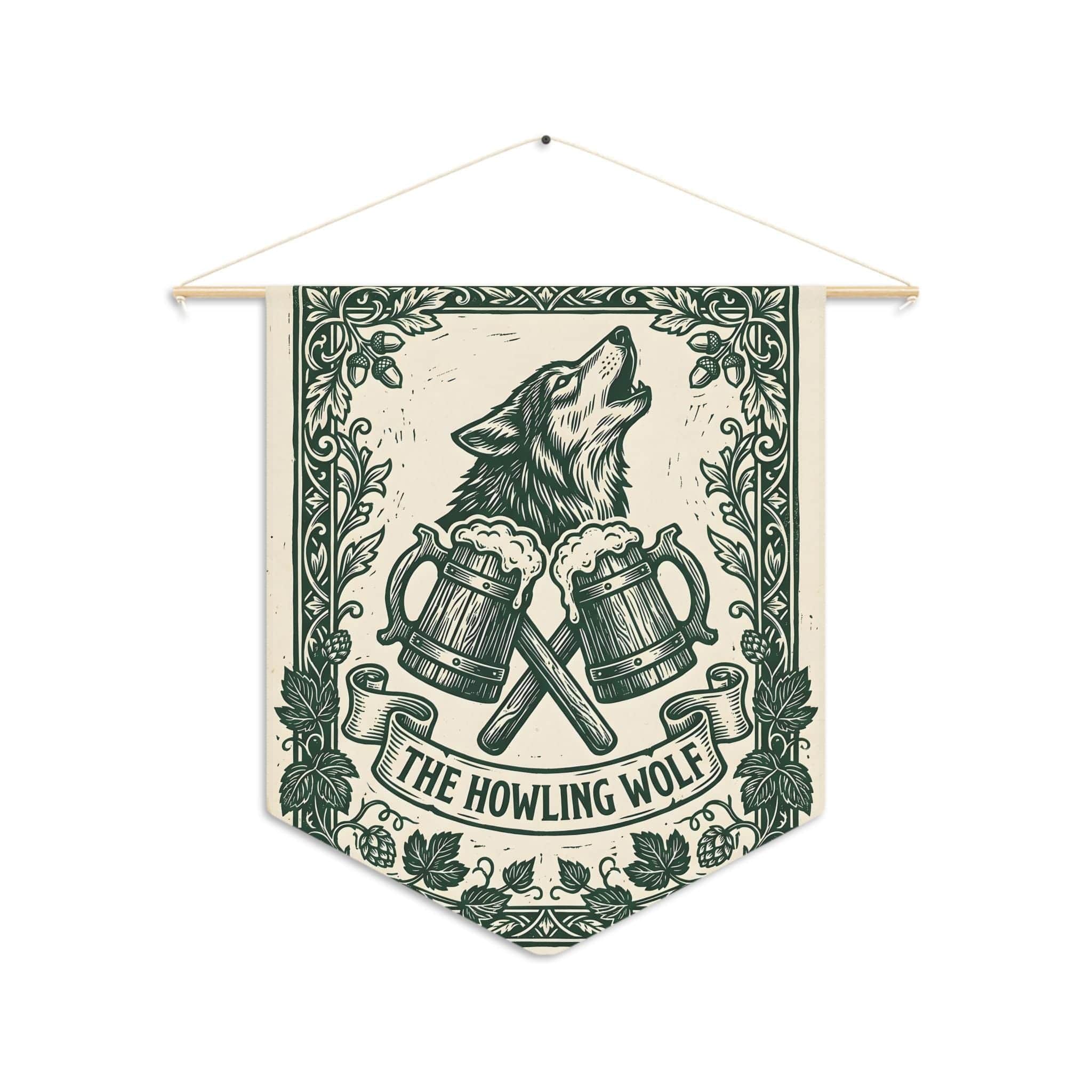 Photo 5 of 5: Vintage woodcut tavern hanging pennant that transforms a modern game room, tabletop corner, or bedroom into an authentic fantasy alehouse for D&D session nights, front view