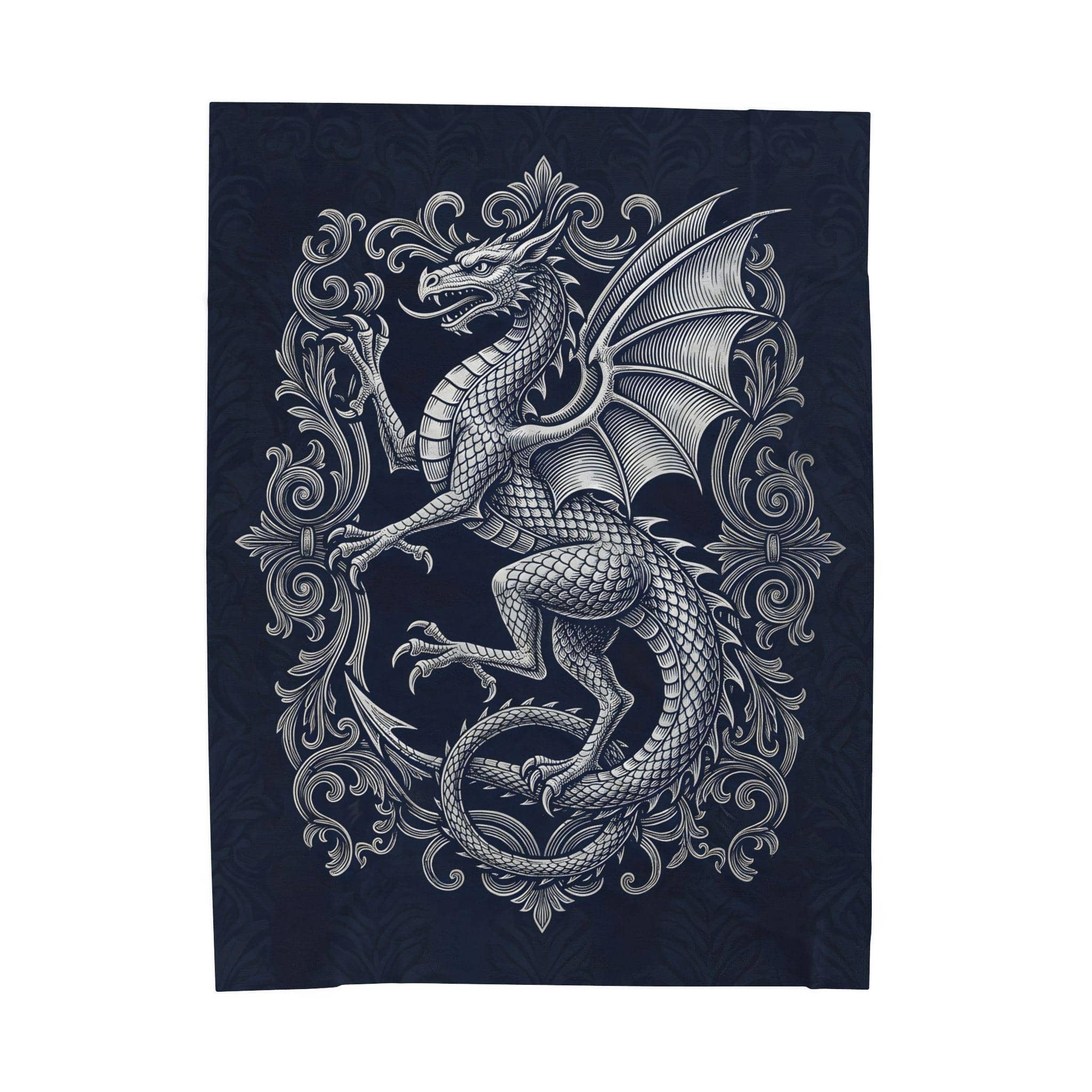 Transform your reading nook or tabletop session with a plush velveteen throw designed as an authentic medieval faction standard, front view