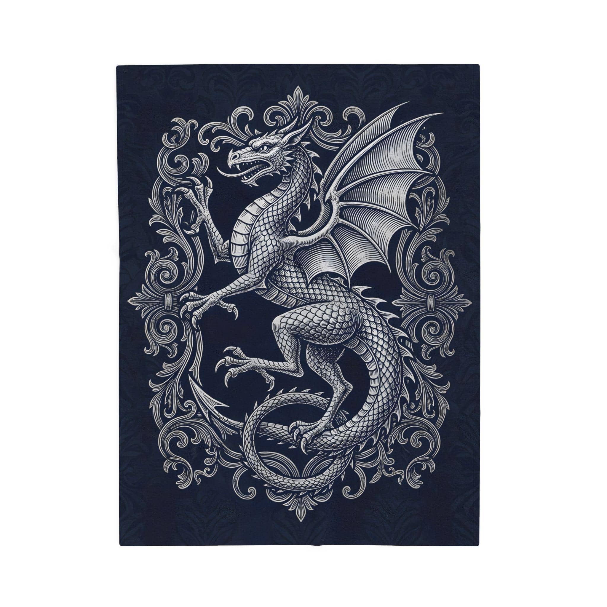 Transform your reading nook or tabletop session with a plush velveteen throw designed as an authentic medieval faction standard, front view