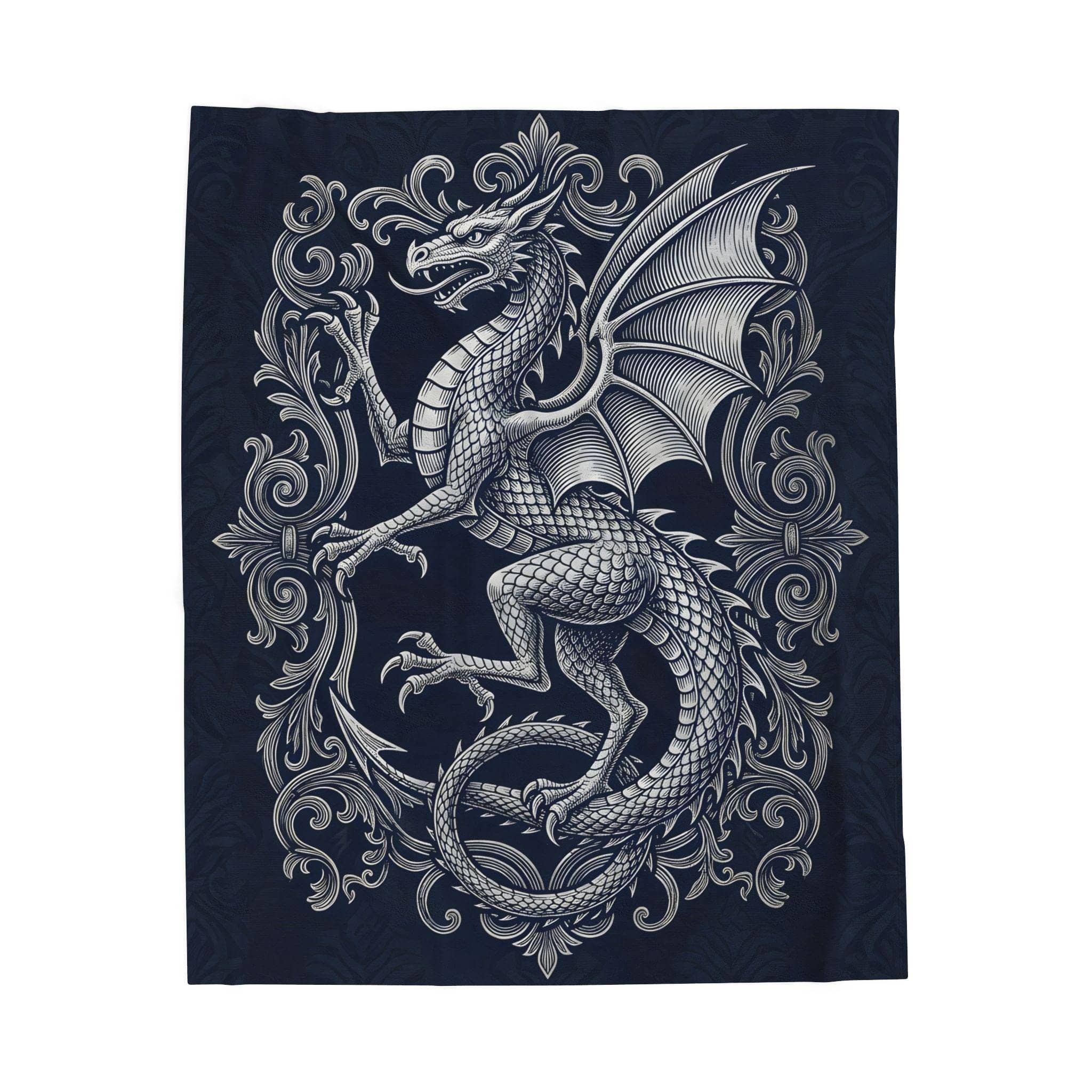 Transform your reading nook or tabletop session with a plush velveteen throw designed as an authentic medieval faction standard, front view