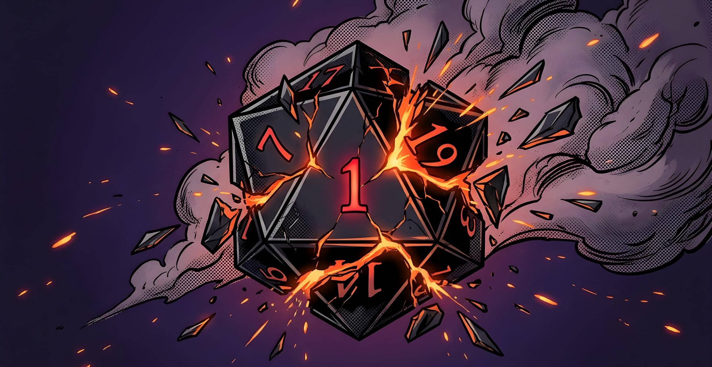Relatable gamer coffee mug showcasing a catastrophic Natural 1 d20 roll, the complete printed design shown flat, the artwork