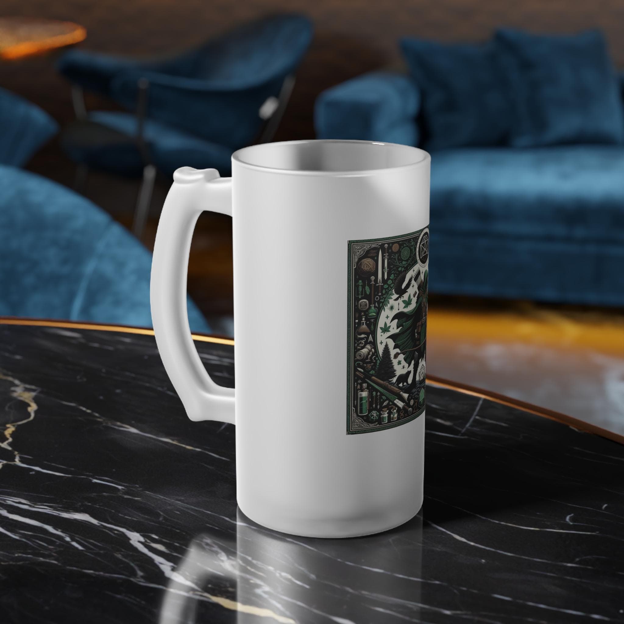 Ranger Frosted Glass Beer Mug - Dungeons and Dragons DnD Gift, Tankard for Gamers, RPG Drinking Cup, Fantasy Character Barware, Gaming Beer