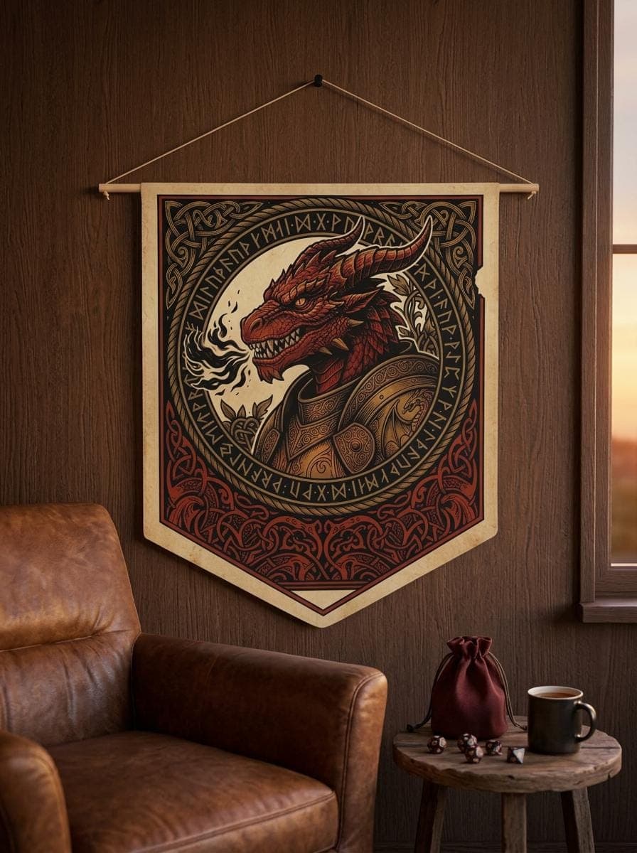 Fantasy Dragon Pennant Wall Hanging