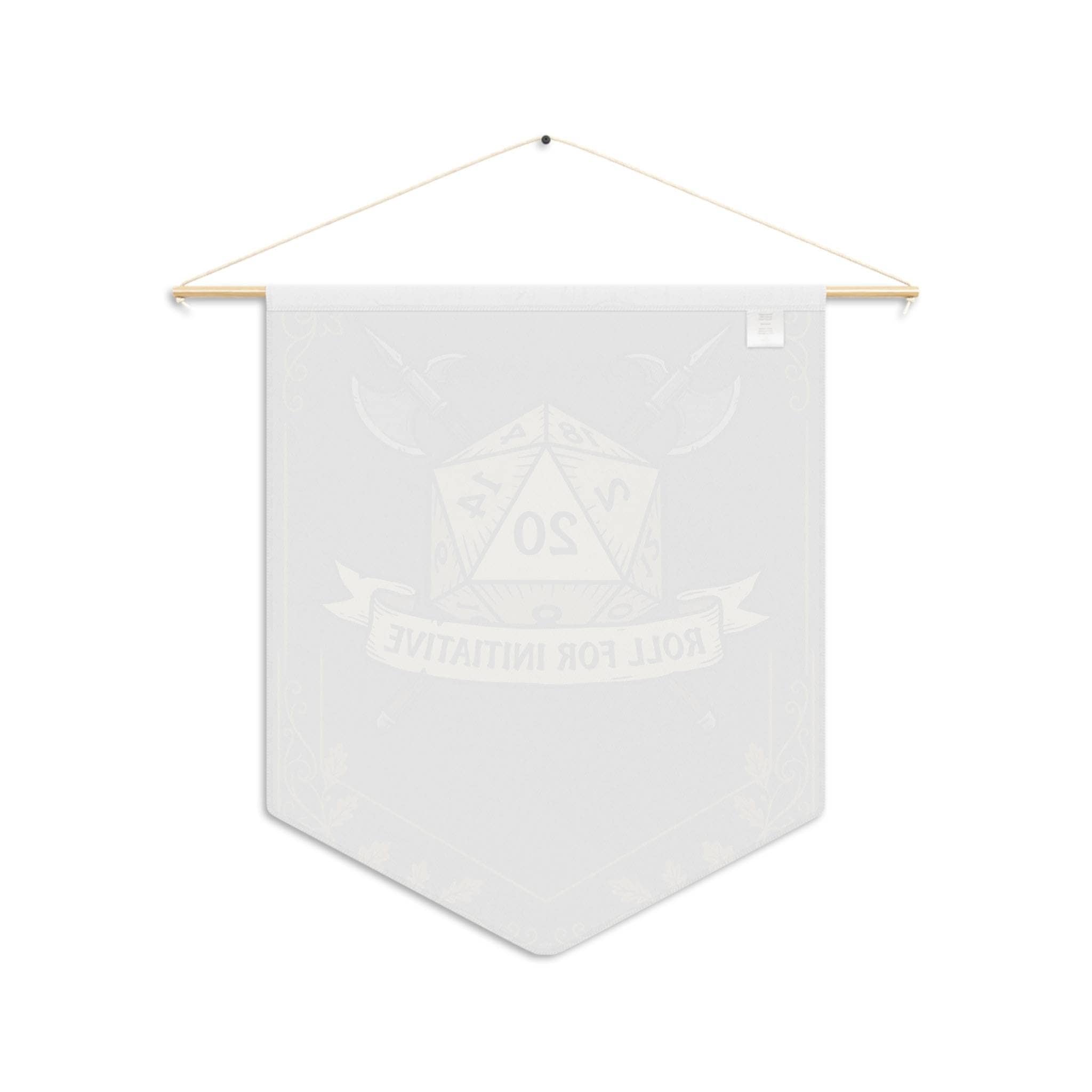 An authentic tavern-inspired heraldic battle cry banner designed to mark game room territory, solving the search for high-impact Dungeon Master appreciation and game night housewarming gifts, back view