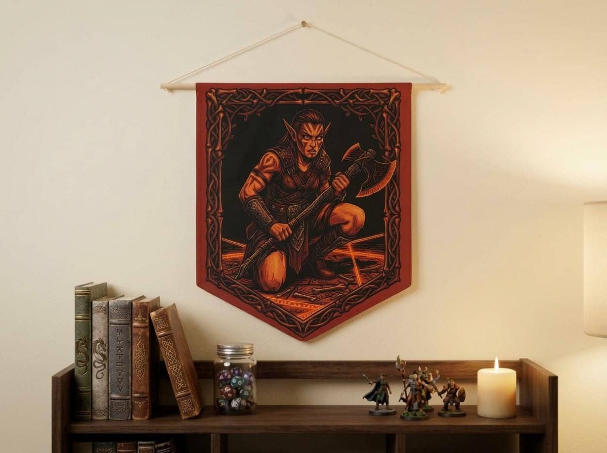 DnD Elf Barbarian Pennant Banner