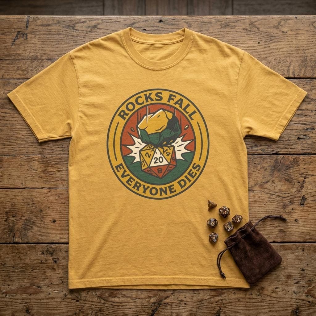 Funny DnD Shirt Rocks Fall Everyone Dies Tee