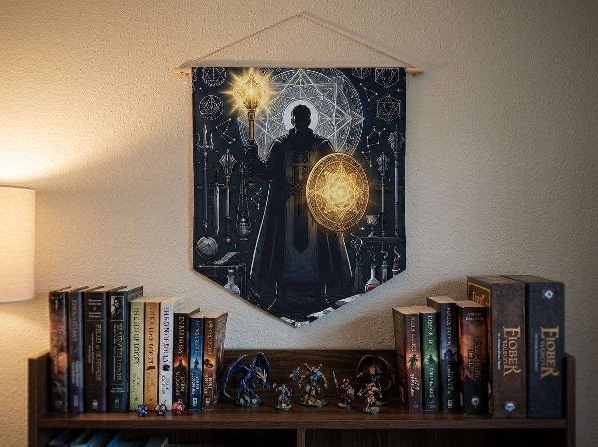 Human Cleric Pennant, Fantasy Healer Art