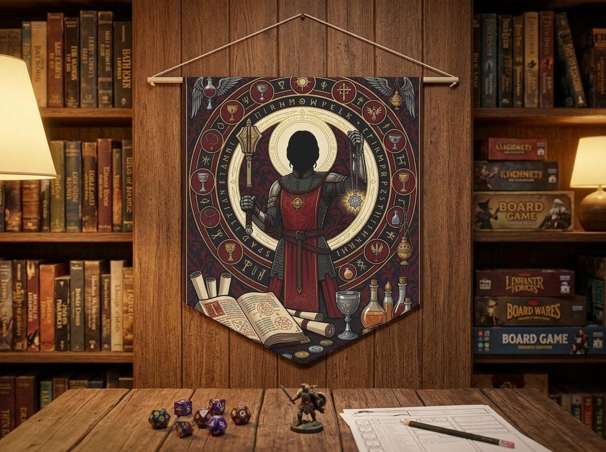Female Human Cleric Pennant, D&D Wall Hanging