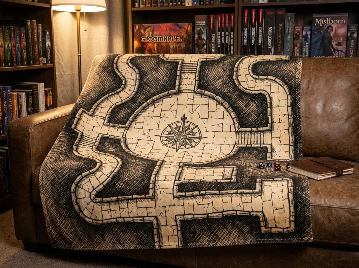 DnD Blanket, Fantasy Dungeon Map Throw