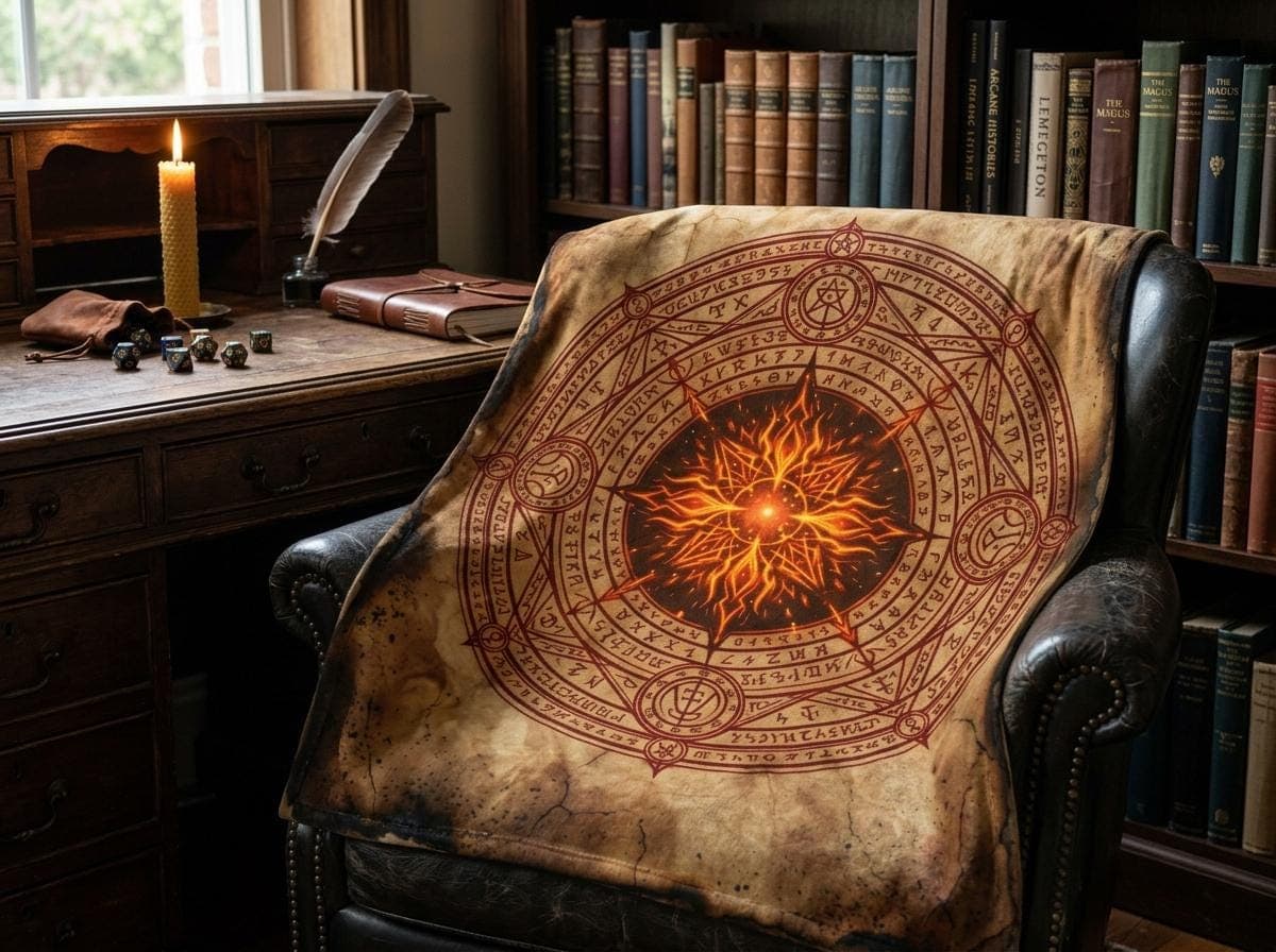 Fireball Spell Scroll Throw Blanket