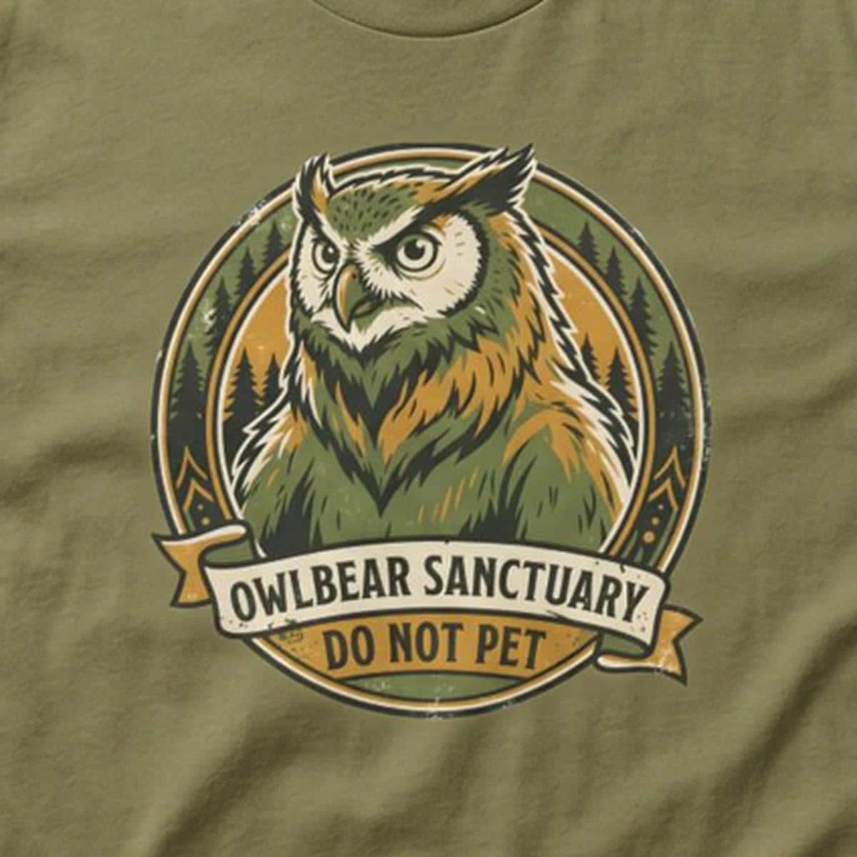 Vintage national park souvenir graphic tee featuring tabletop gaming's favorite deadly predator alongside a cheeky 'Do Not Pet' warning for players who insist on taming wilderness monsters, the printed design seen close up - close-up photo