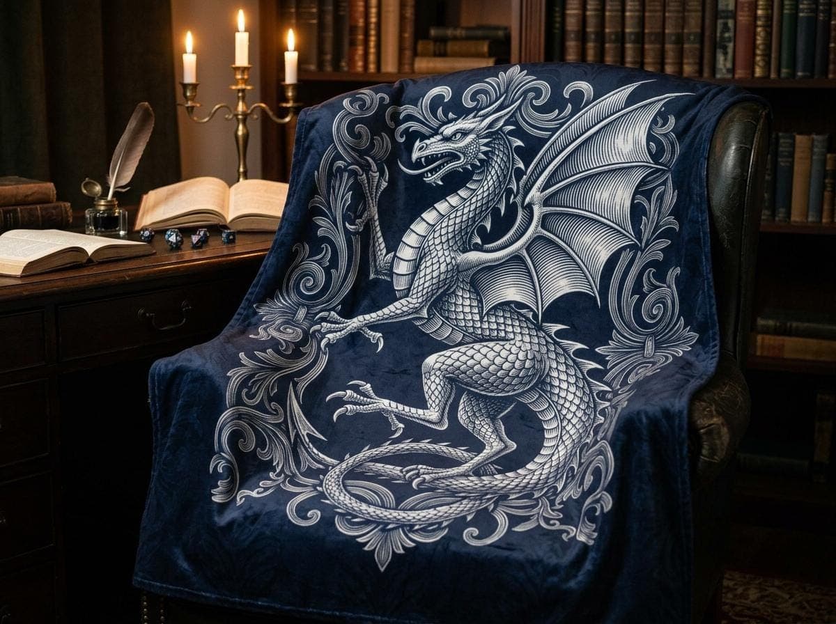 Dragon Blanket, Fantasy Velveteen Throw