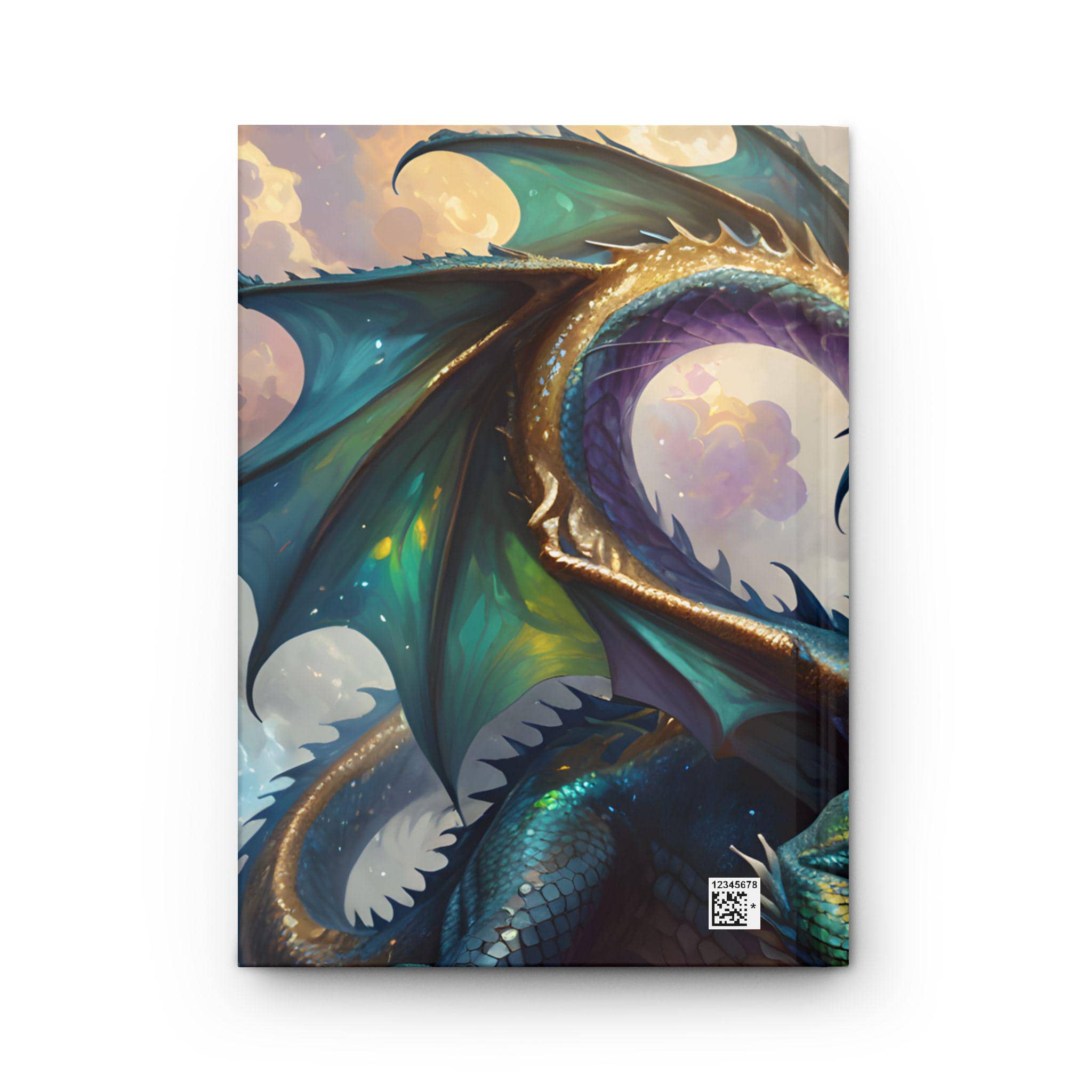 Perfect gift for the tabletop roleplaying enthusiast in your life, this unique canvas print combines fantasy and magic elements to create an immersive experience, printed on a journal, back view