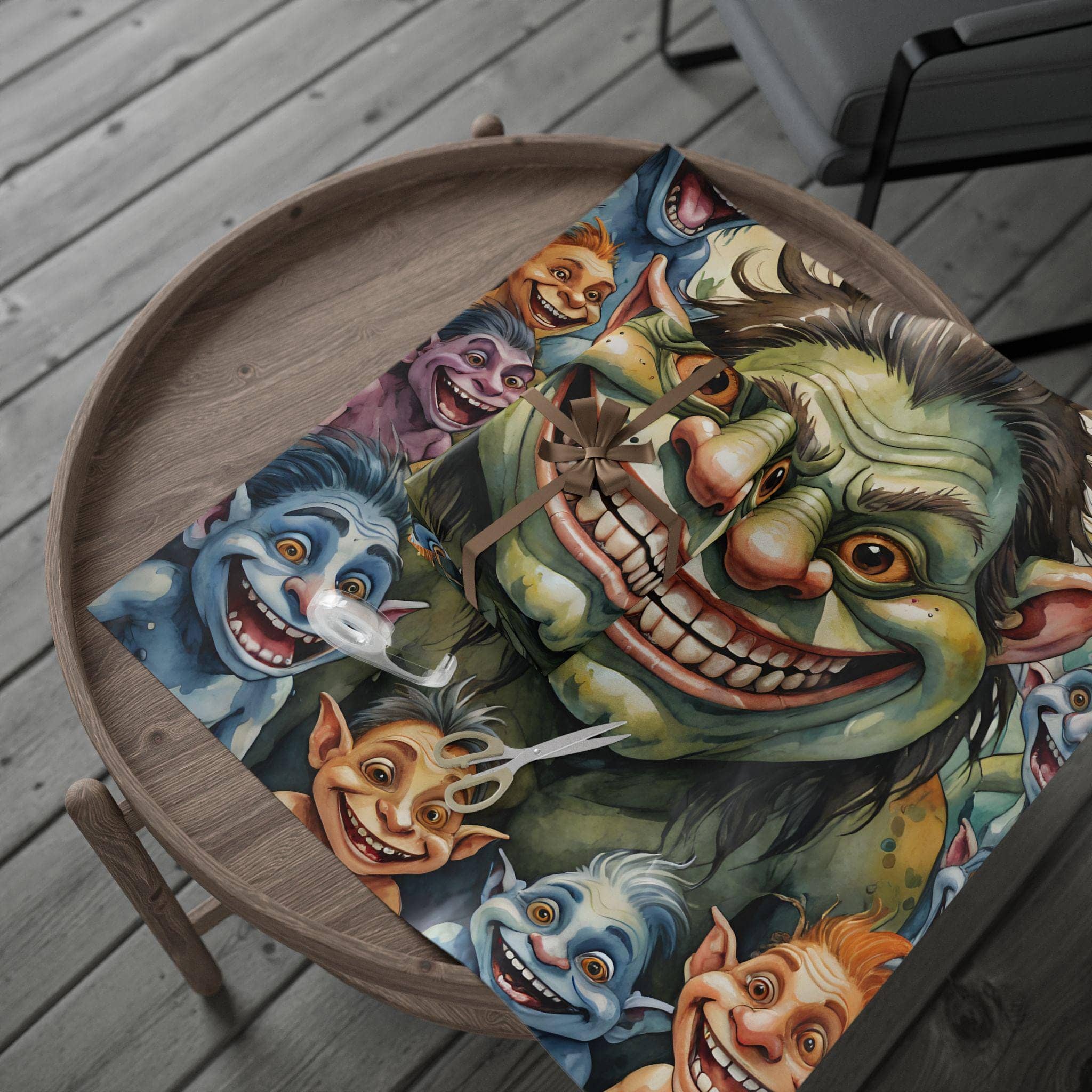 Wrap up your gifts in fun and quirky troll-themed paper, printed on wrapping paper
