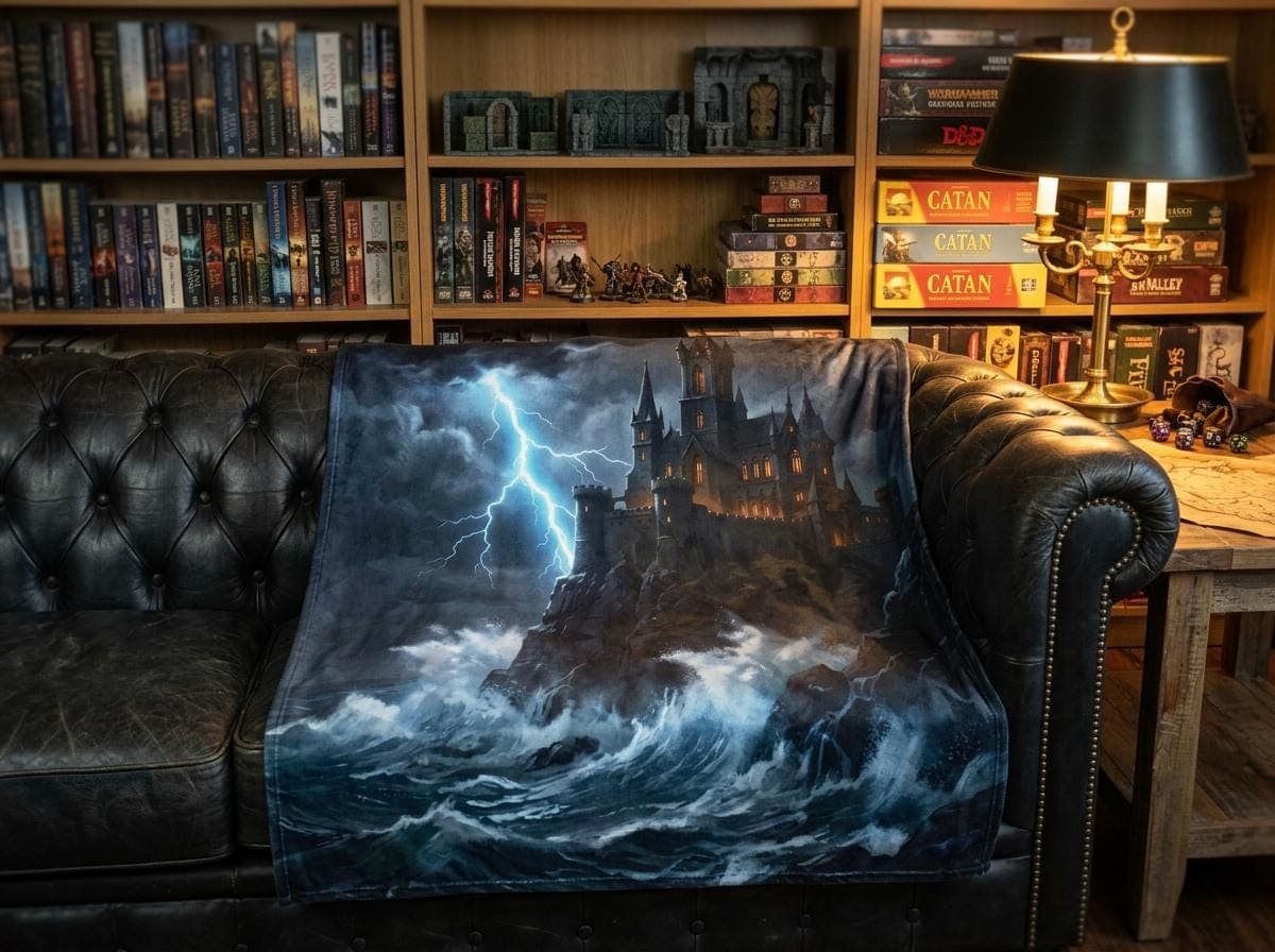 DnD Castle Blanket, Fantasy Plush Throw