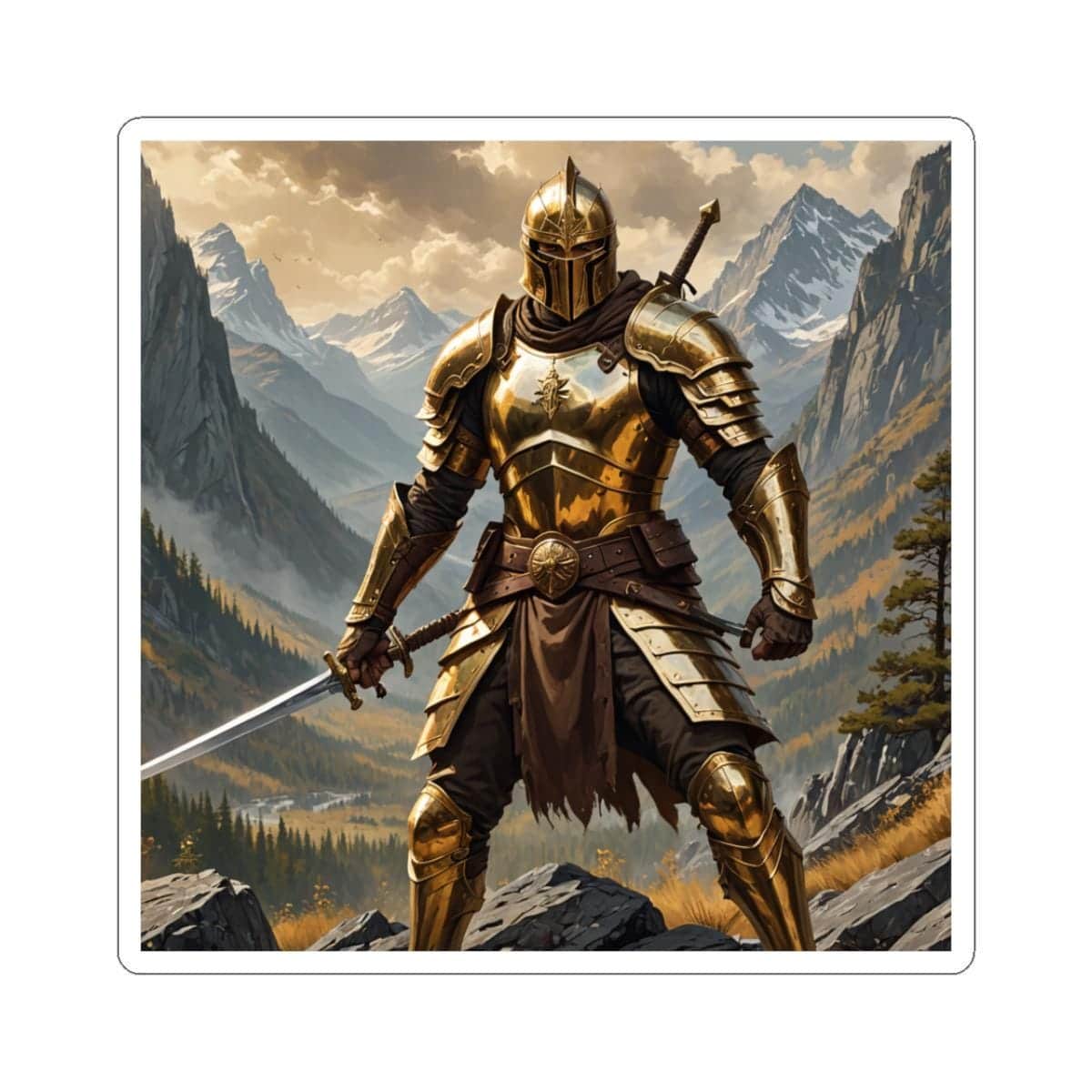 Gold Plate Armor Fighter sticker