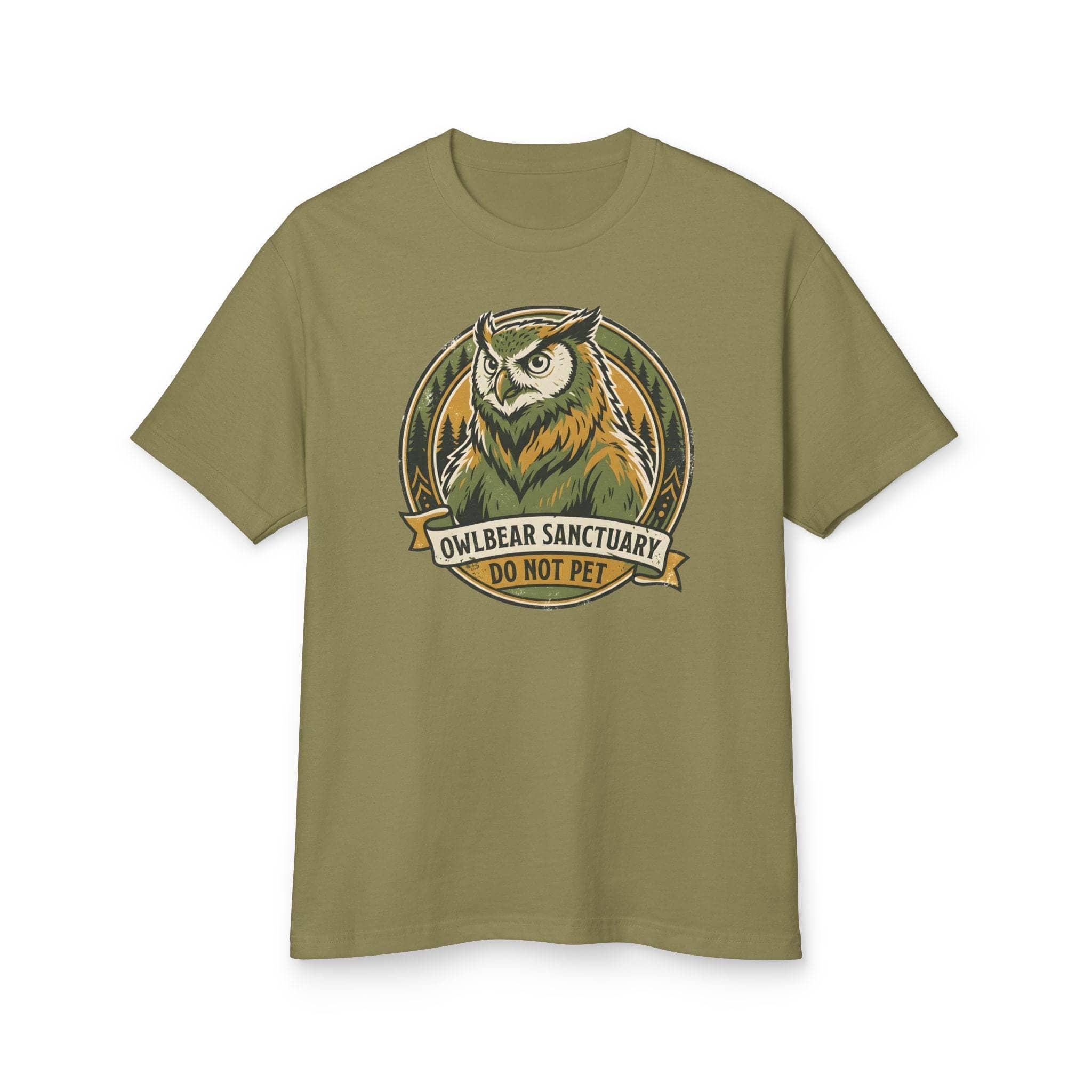 Vintage national park souvenir graphic tee featuring tabletop gaming's favorite deadly predator alongside a cheeky 'Do Not Pet' warning for players who insist on taming wilderness monsters, front view