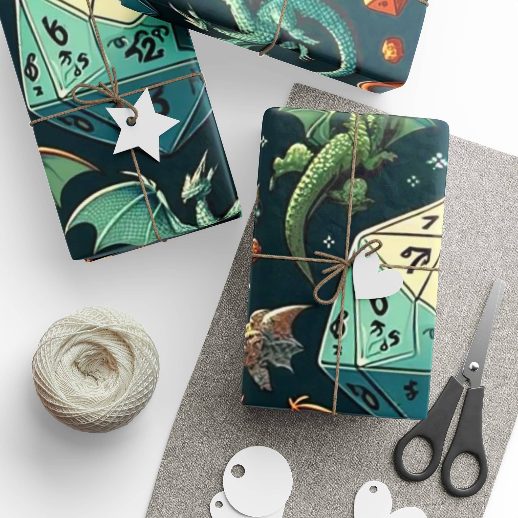 Festive Dragon and Dice Wrapping Paper wrapping paper, photo 5 of 10