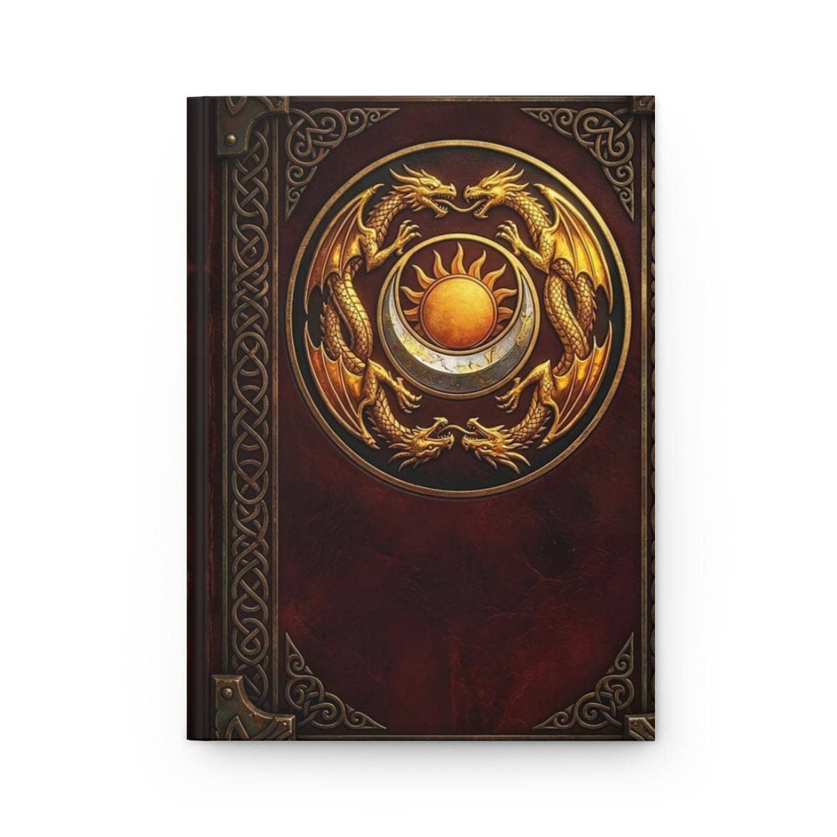 Hardcover ruled fantasy campaign journal designed as an ancient pact tome, front view