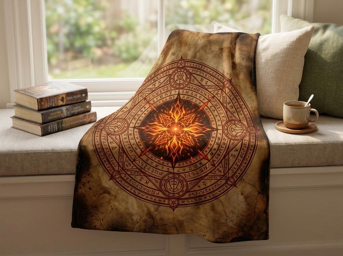 Fireball Spell Scroll Throw Blanket